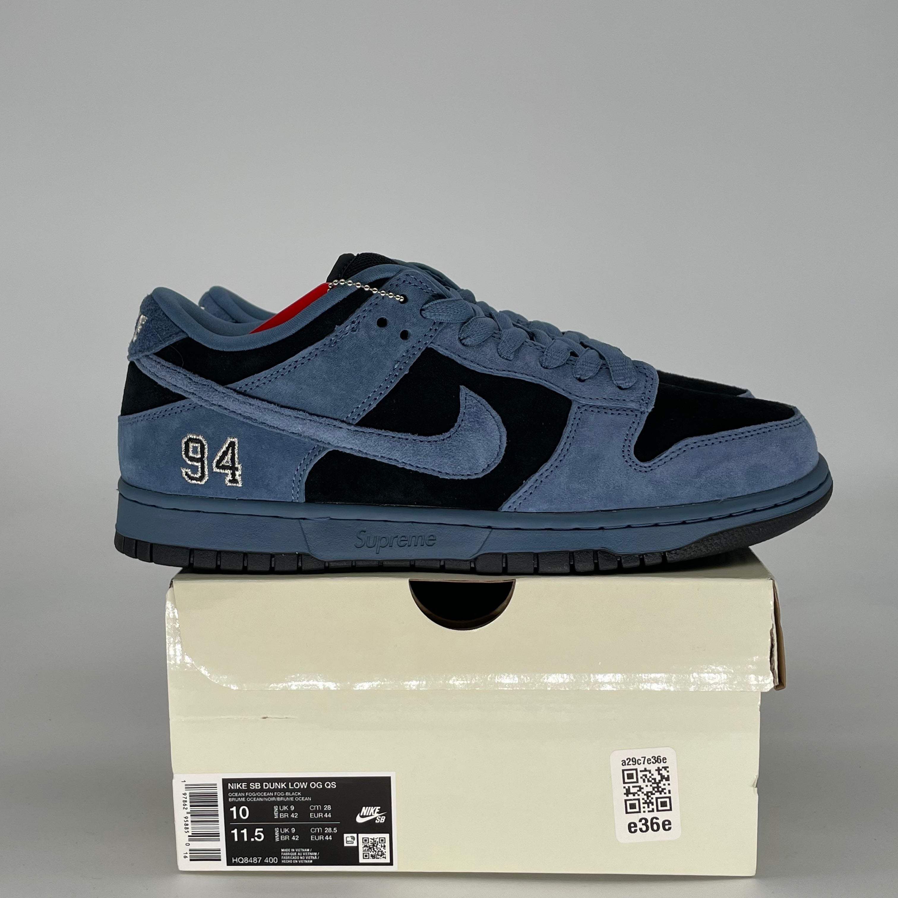 NIKE SB DUNK LOW SUPREME 94 OCEAN FOG HQ8487-400 SIZE 10/11.5W