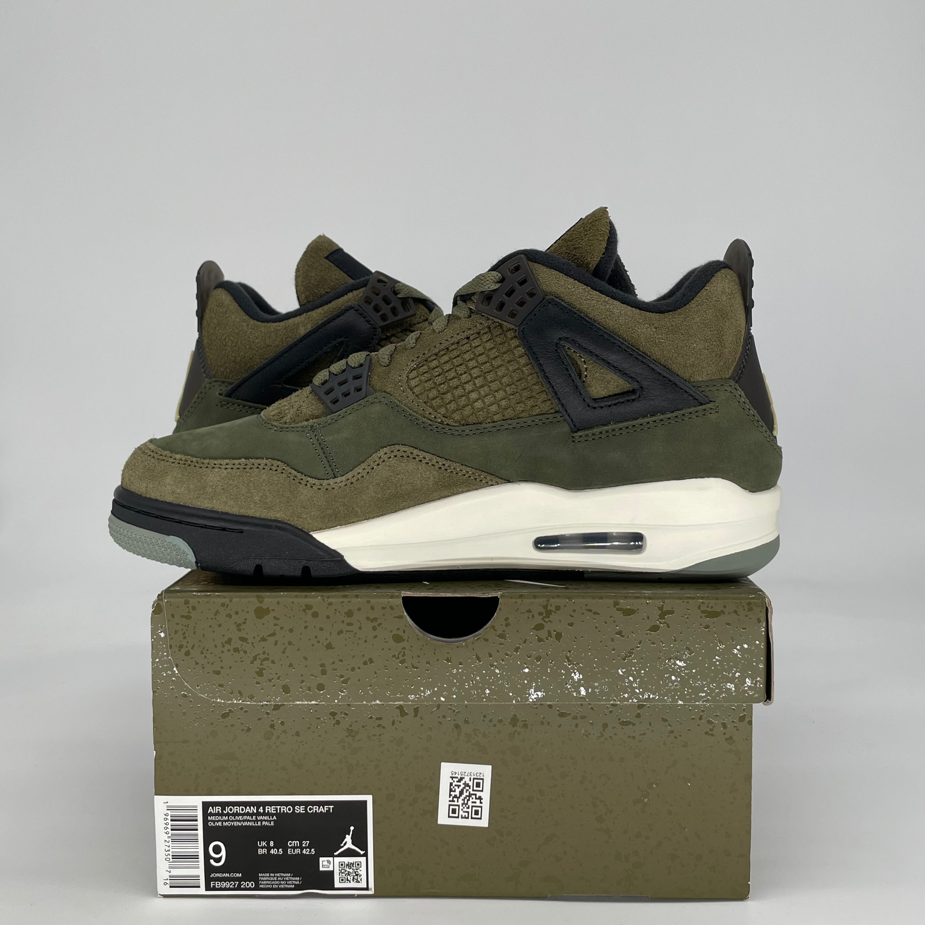JORDAN 4 RETRO SE CRAFT MEDIUM OLIVE FB9927-200 SIZE 9/10.5W