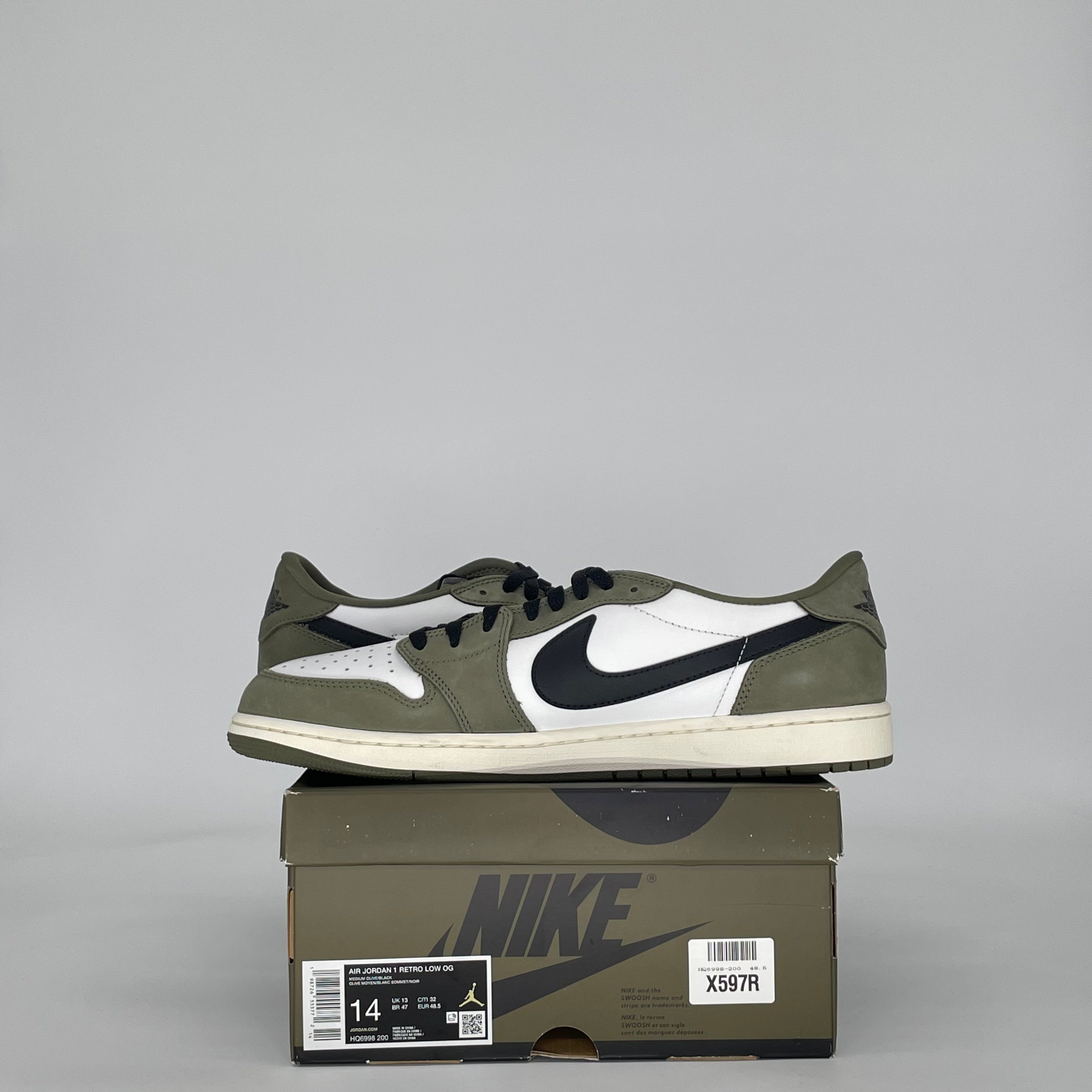 AIR JORDAN 1 LOW MEDIUM OLIVE HQ6998-200 SIZE 14/15.5W