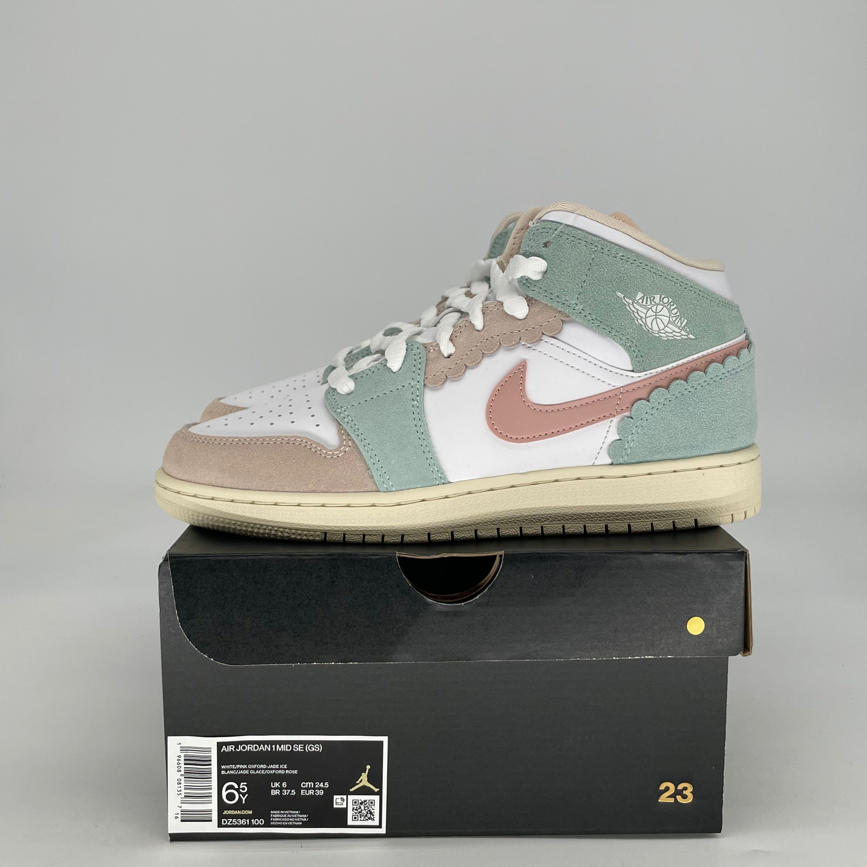 AIR JORDAN 1 MID PINK OXFORD DZ5361-100 SIZE 6.5/8W