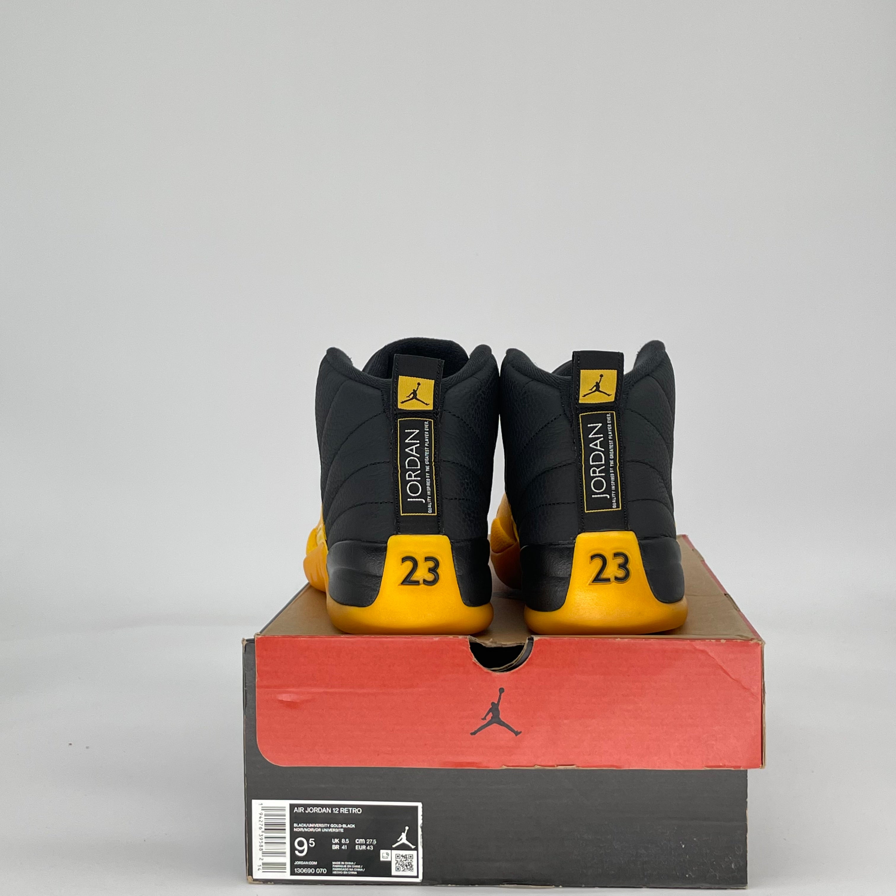 AIR JORDAN 12 BLACK UNIVERSITY GOLD 130690-070 SIZE 9.5/11W