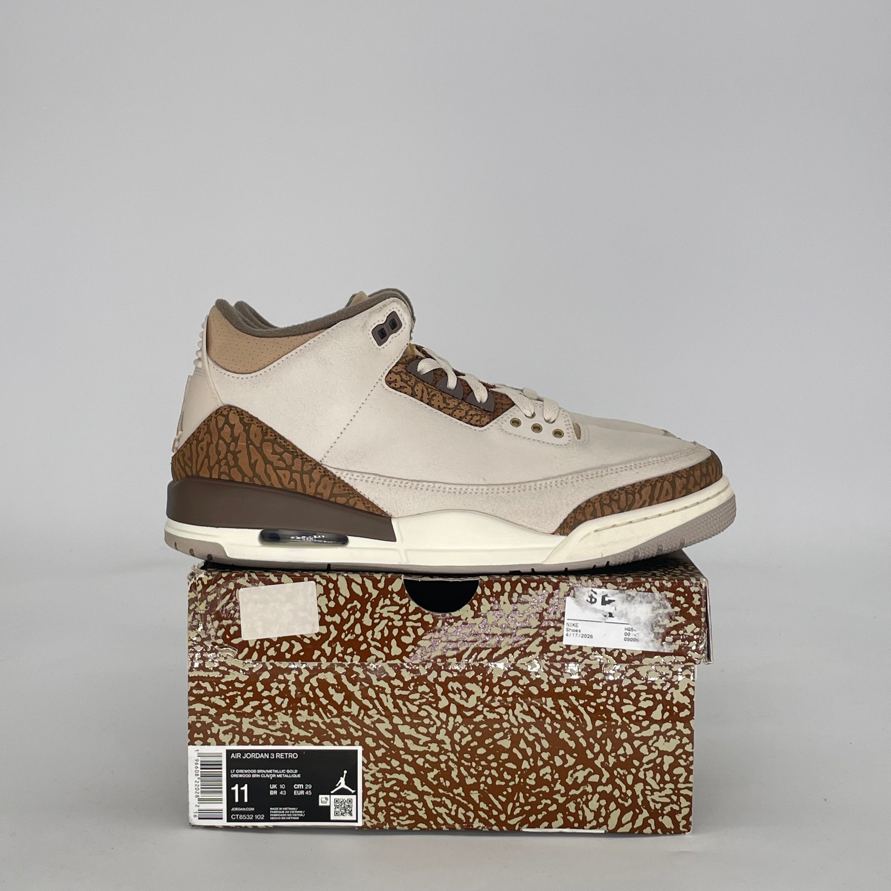 AIR JORDAN 3 PALOMINO CT8532-102 SIZE 11/12.5W