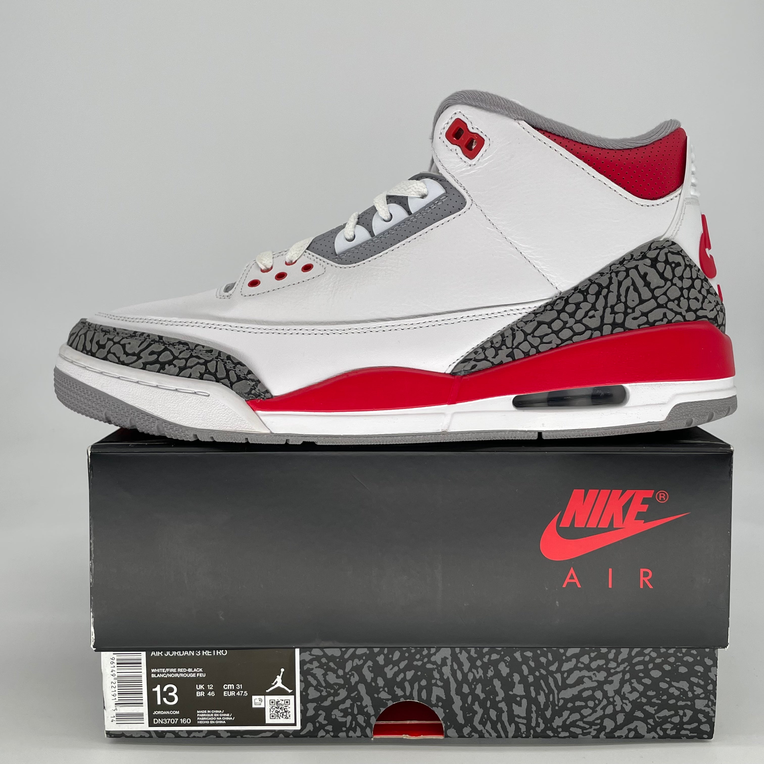 AIR JORDAN 3 FIRE RED DN3707-160 SIZE 13/14.5W