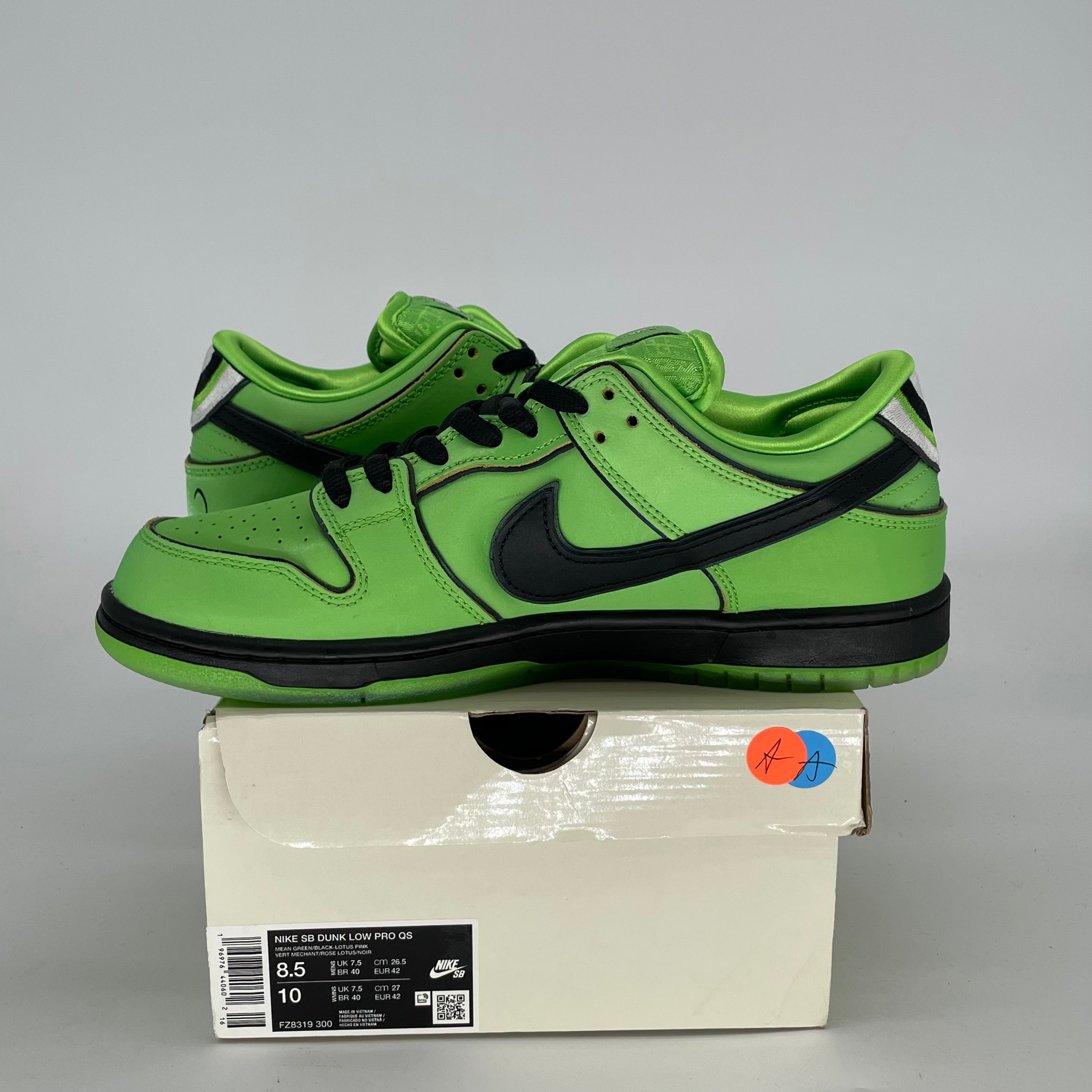 NIKE SB DUNK LOW POWERPUFF GIRLS BUTTERCUP FZ8319-300 SIZE 8.5/10W
