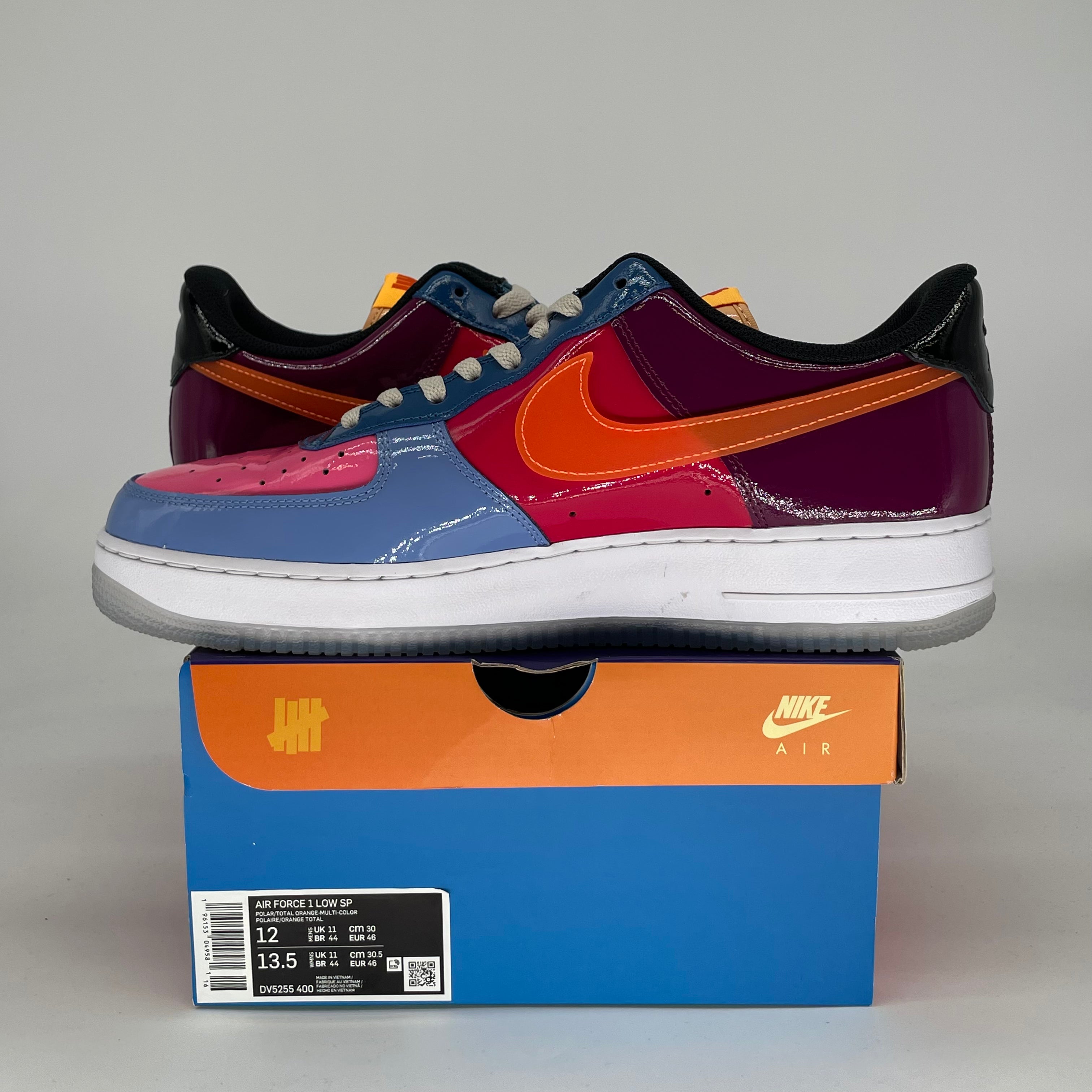 NIKE AIR FORCE 1 X UNDEFEATED MULTI PATENT TOTAL ORG DV5255-400 SIZE 12/13.5W