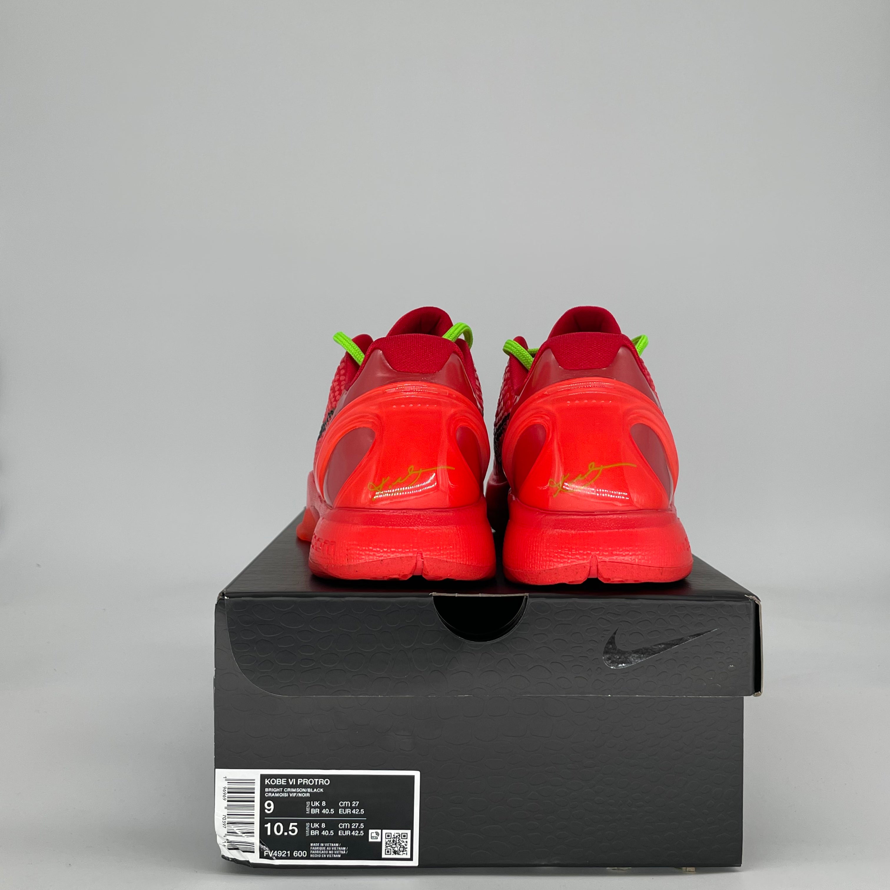 NIKE KOBE 6 PROTRO REVERSE GRINCH FV4921-600 SIZE 9/10.5W