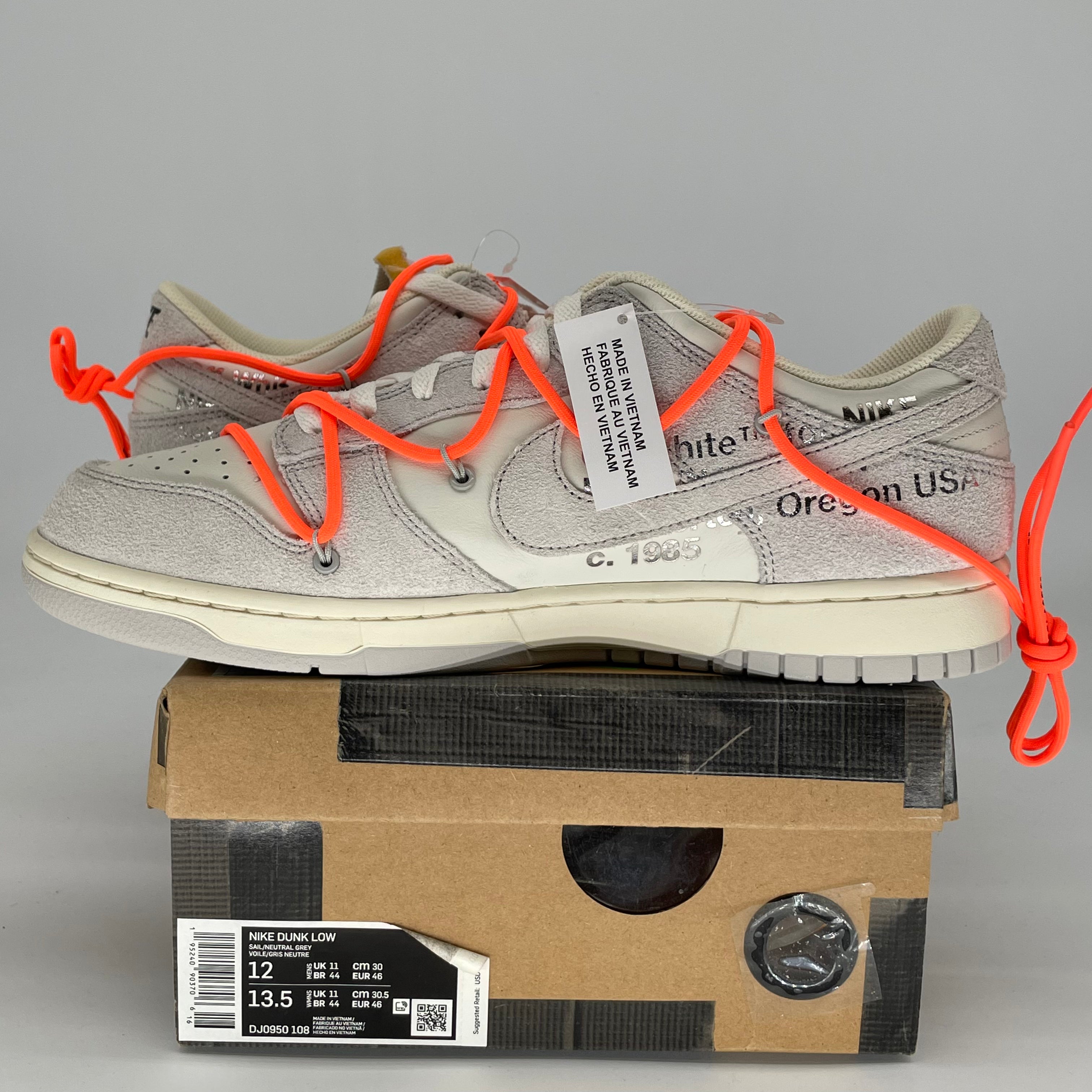 OFF WHITE X NIKE DUNK LOW LOT 11 DJ0950-108 SIZE 12/13.5W
