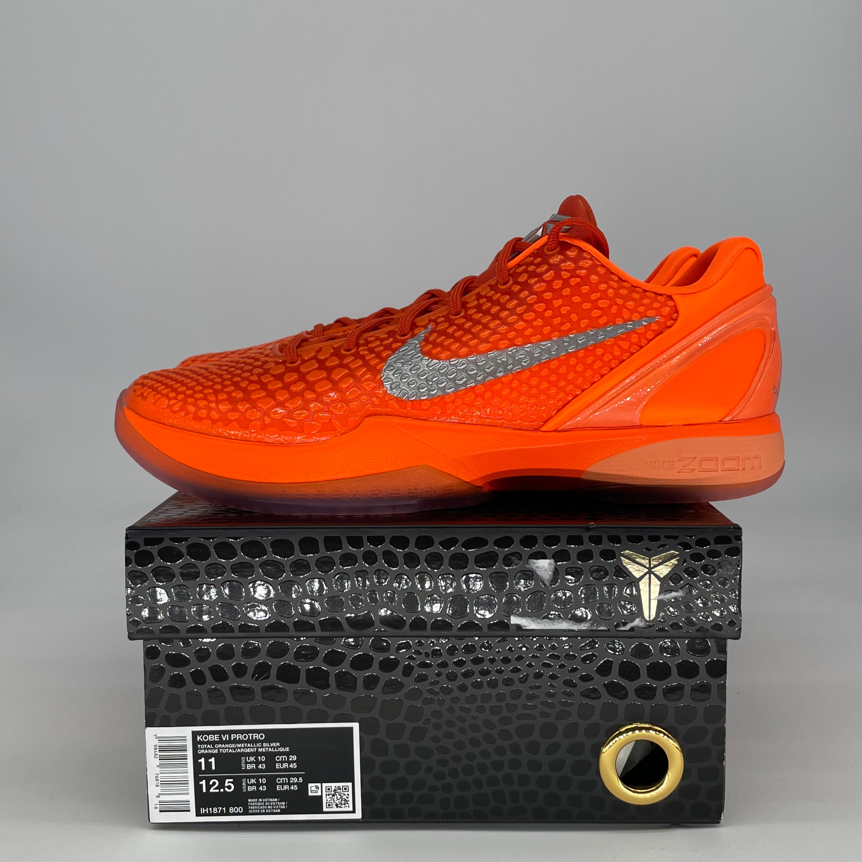 NIKE KOBE 6 PROTRO TOTAL ORANGE IH1871-800 SIZE 11/12.5W