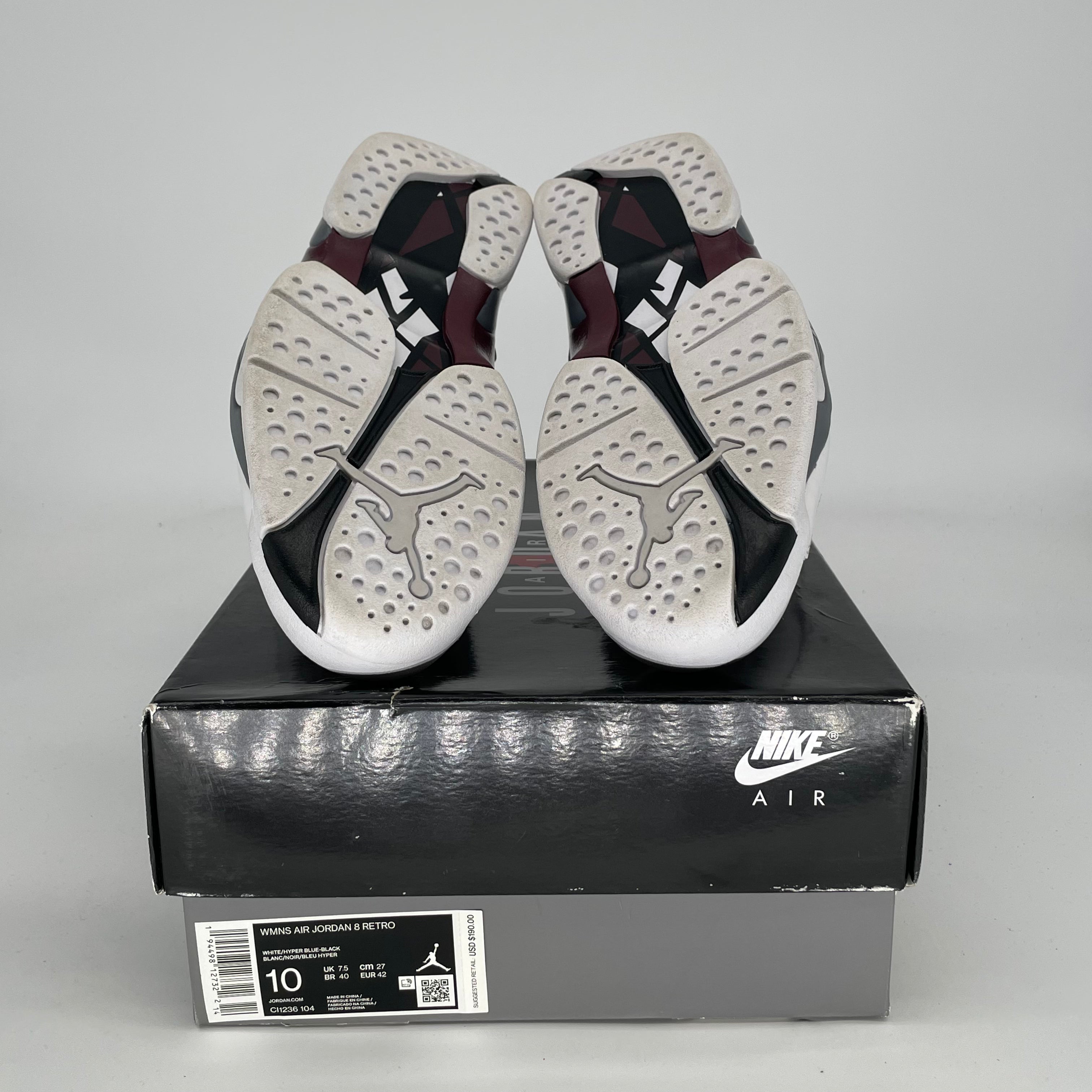 AIR JORDAN 8 WHITE BURGUNDY W SIZE 8.5/10W CI1236-104