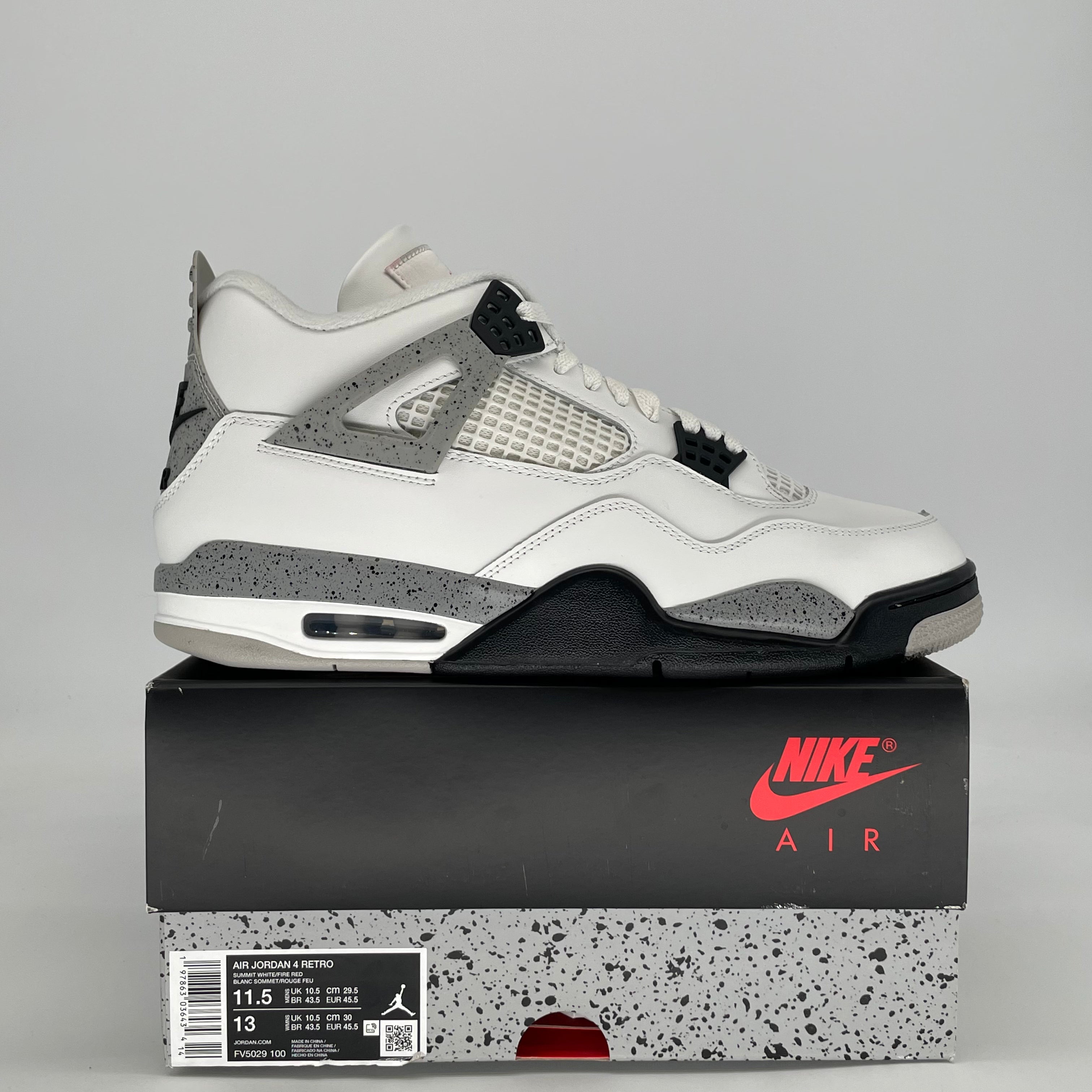 AIR JORDAN 4 WHITE CEMENT FV5029-100 SIZE 11.5/13W