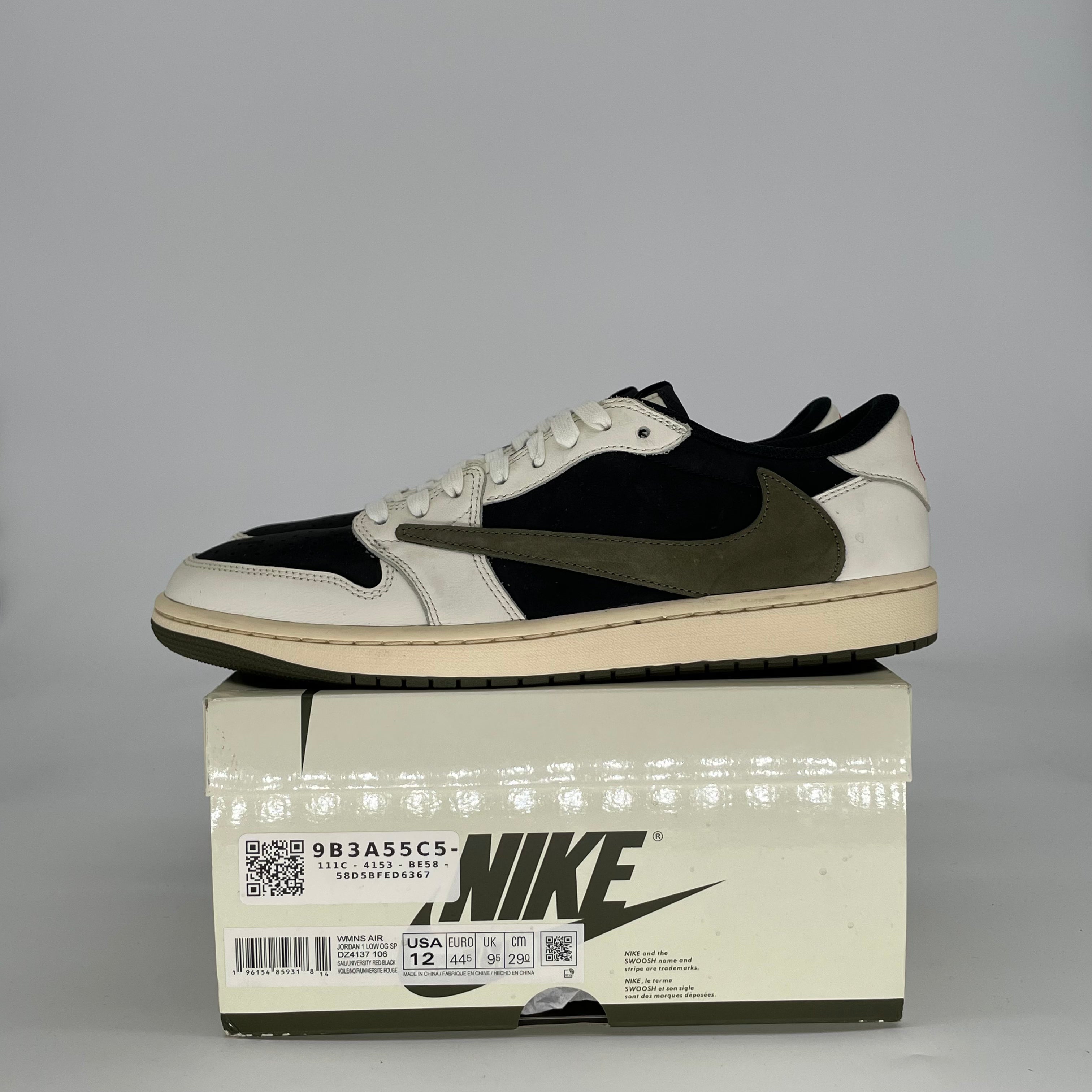 AIR JORDAN 1 LOW X TRAVIS SCOTT OLIVE W DZ4137-106 SIZE 10.5/12W