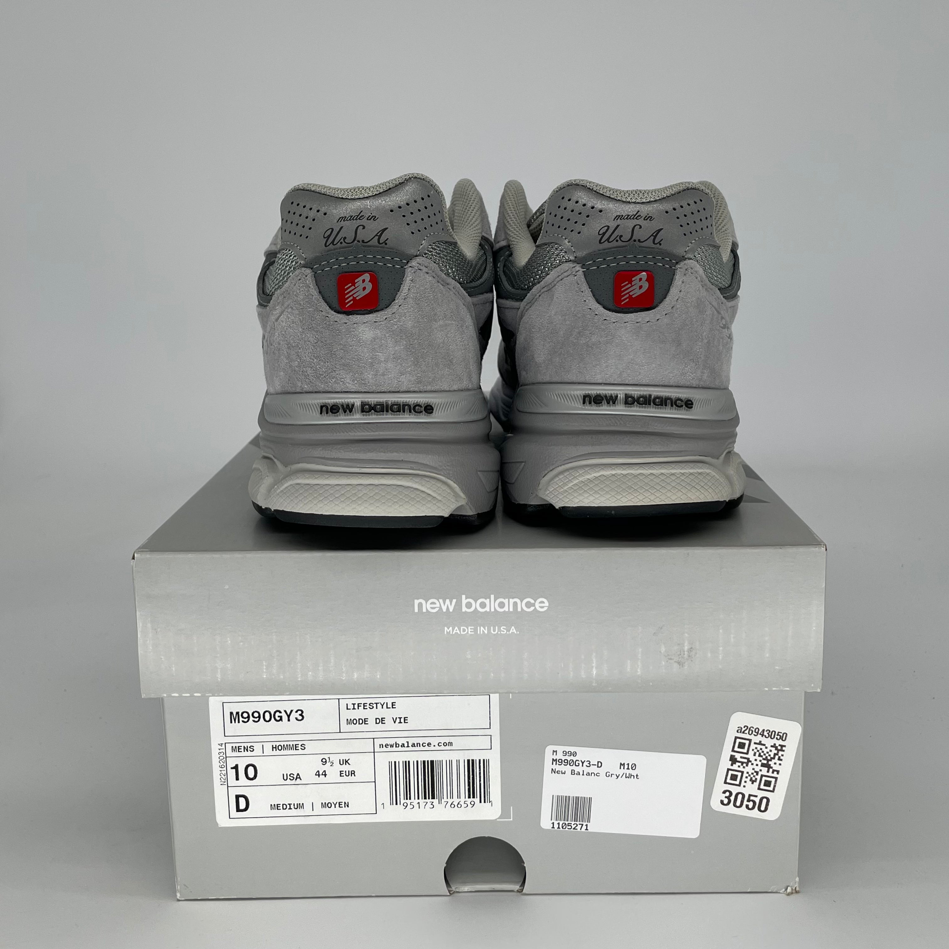 NEW BALANCE 990V3 MIUSA GREY M990GY3 SIZE 10/11.5W