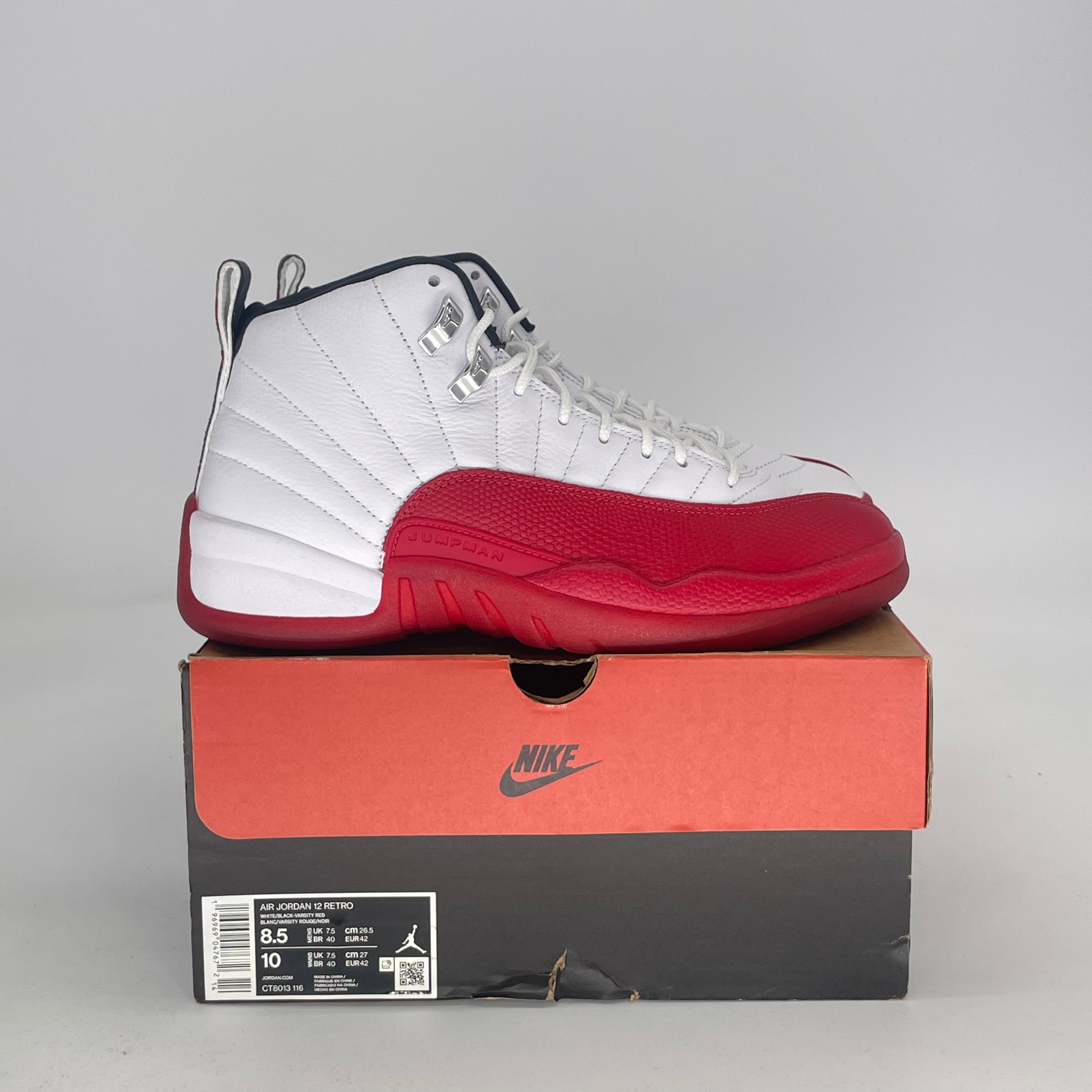AIR JORDAN 12 CHERRY CT8013-116 SIZE 8.5/10W