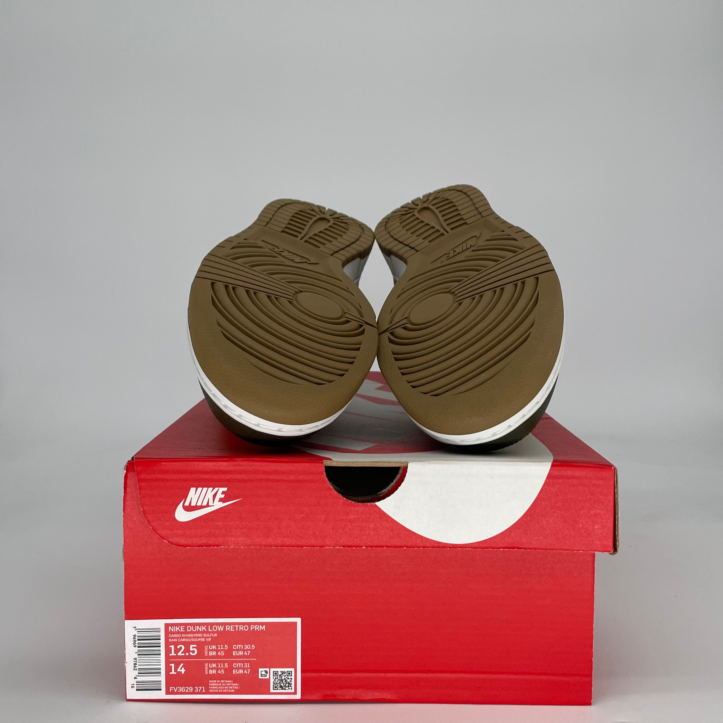 NIKE DUNK LOW CARGO KHAKI VIVID SULFUR FV3629-371 SIZE 12.5/14W