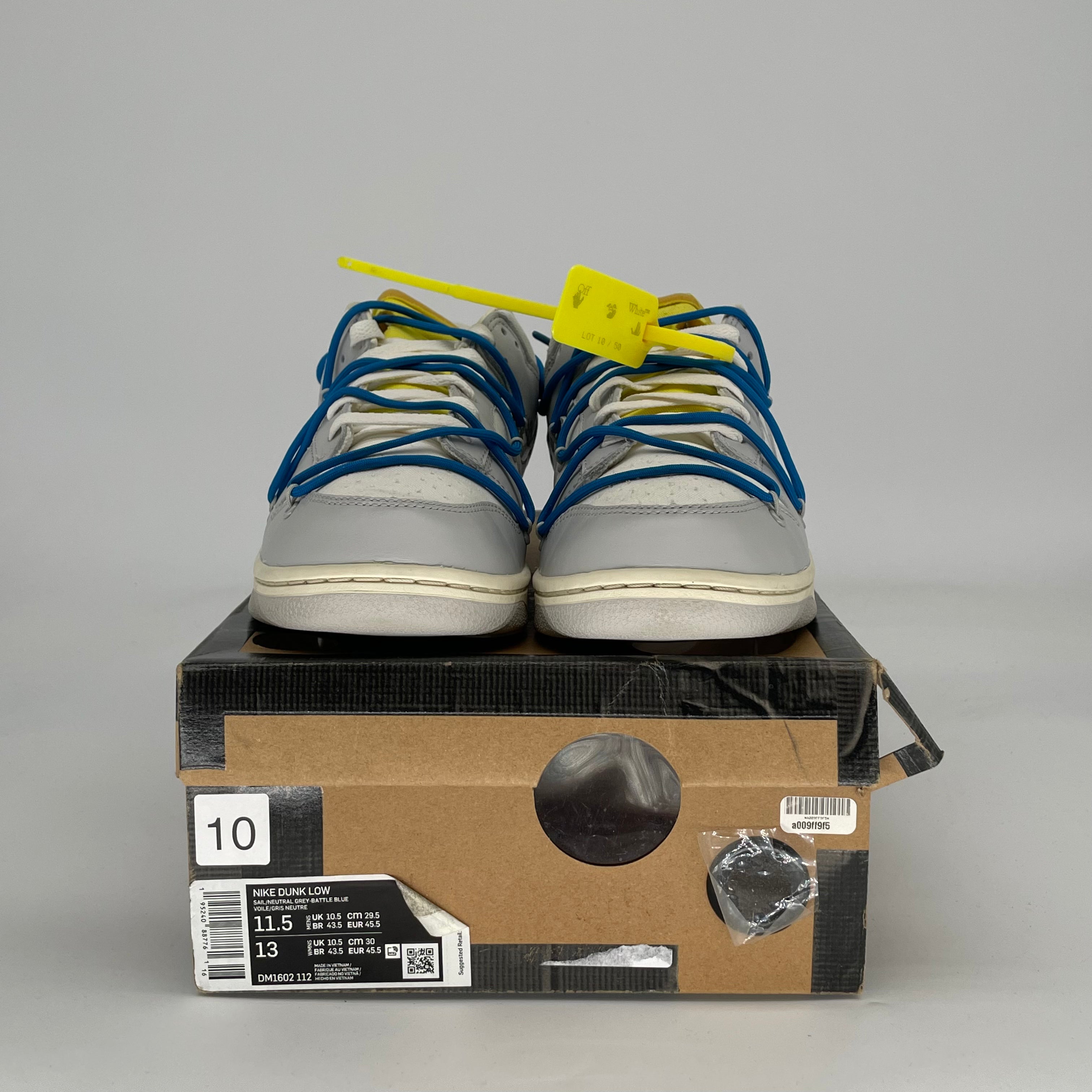 OFF WHITE X NIKE DUNK LOW LOT 10 DM1602-112 SIZE 11.5/13W