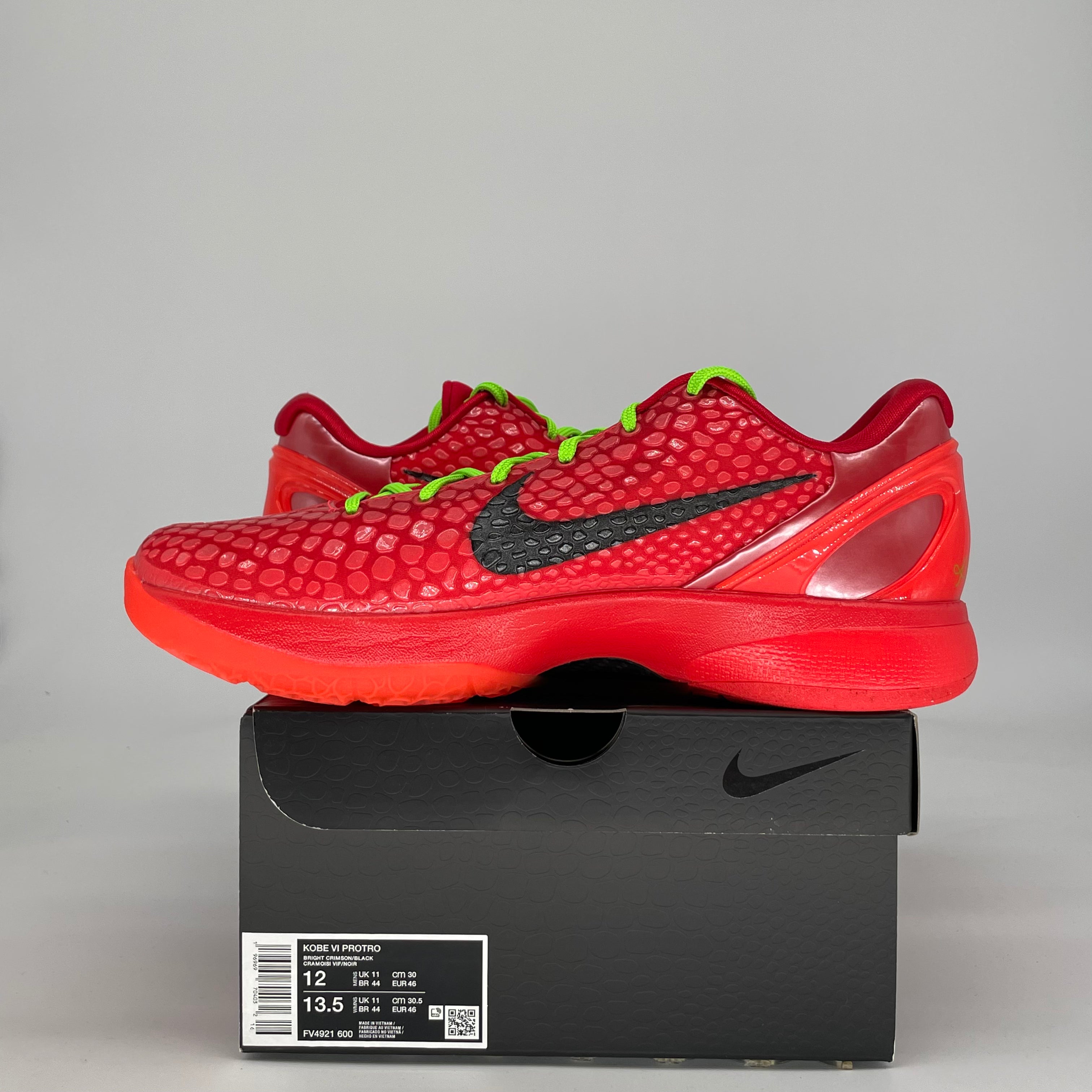 NIKE KOBE 6 PROTRO REVERSE GRINCH FV4921-600 SIZE 12/13.5W