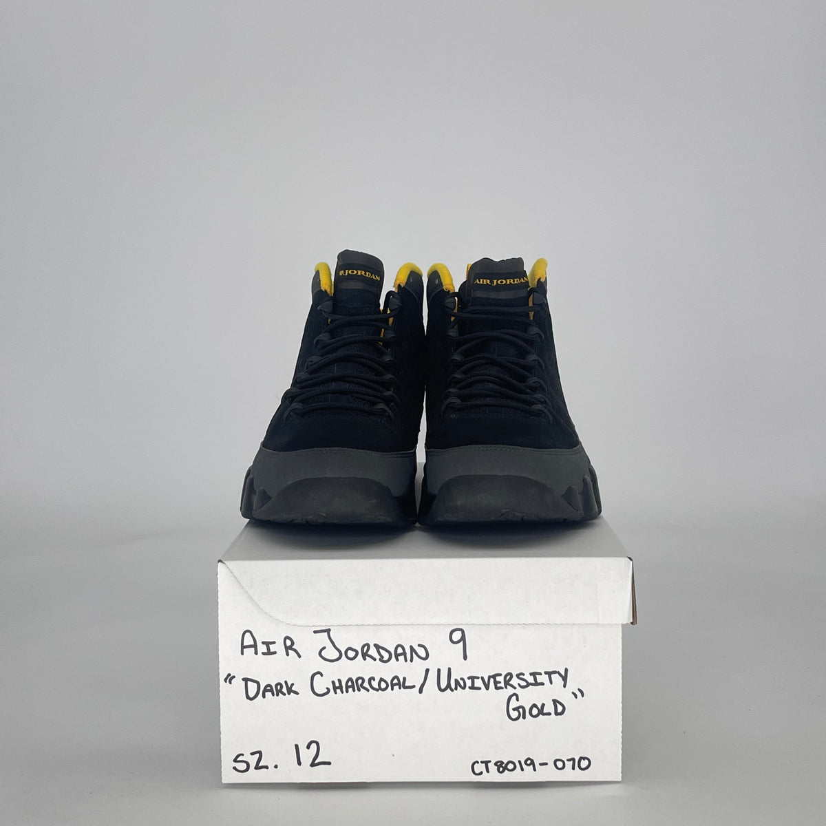 Jordan 9 Retro Dark Charcoal University Gold