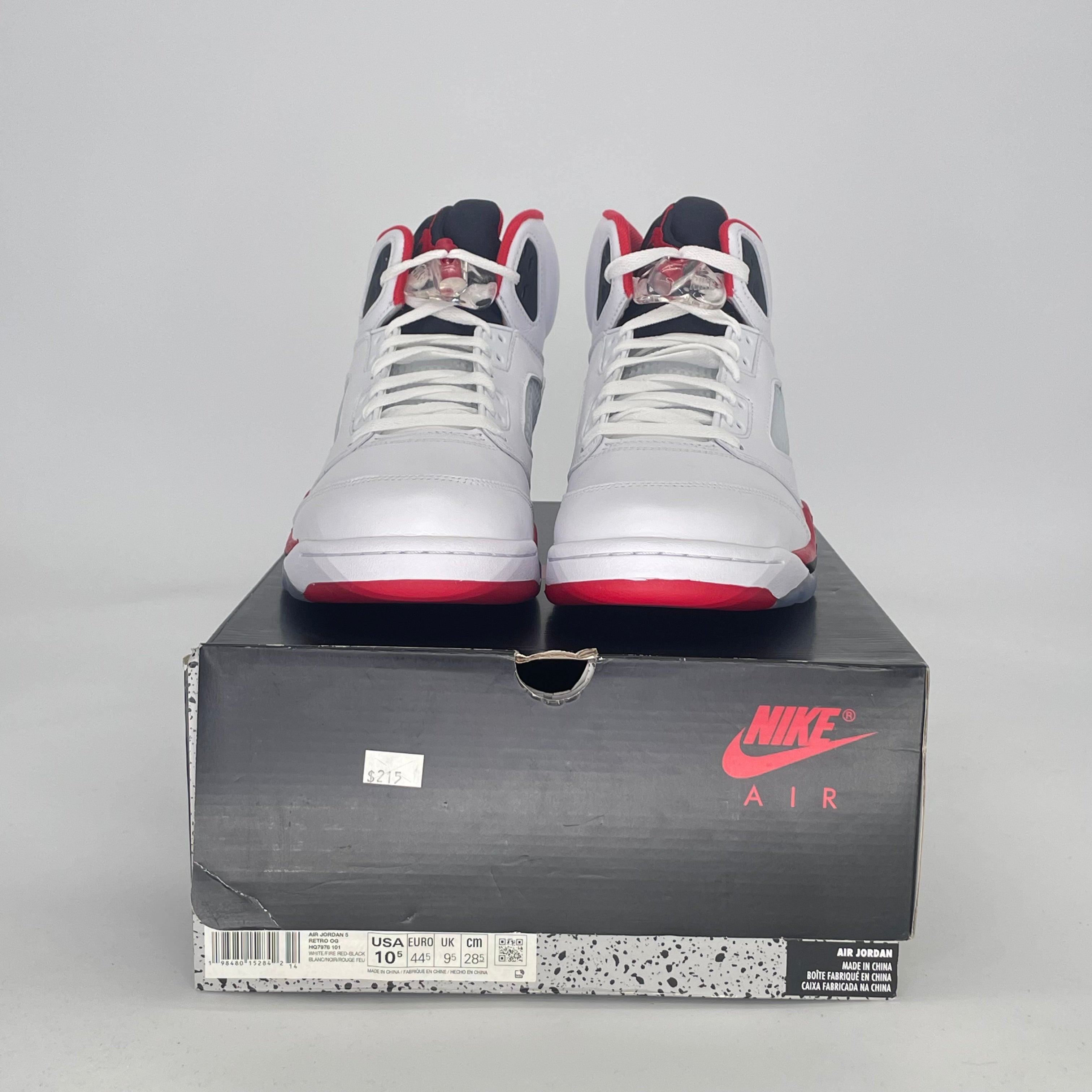 AIR JORDAN 5 FIRE RED BLACK TONGUE HQ7978-101 SIZE 10.5/12W