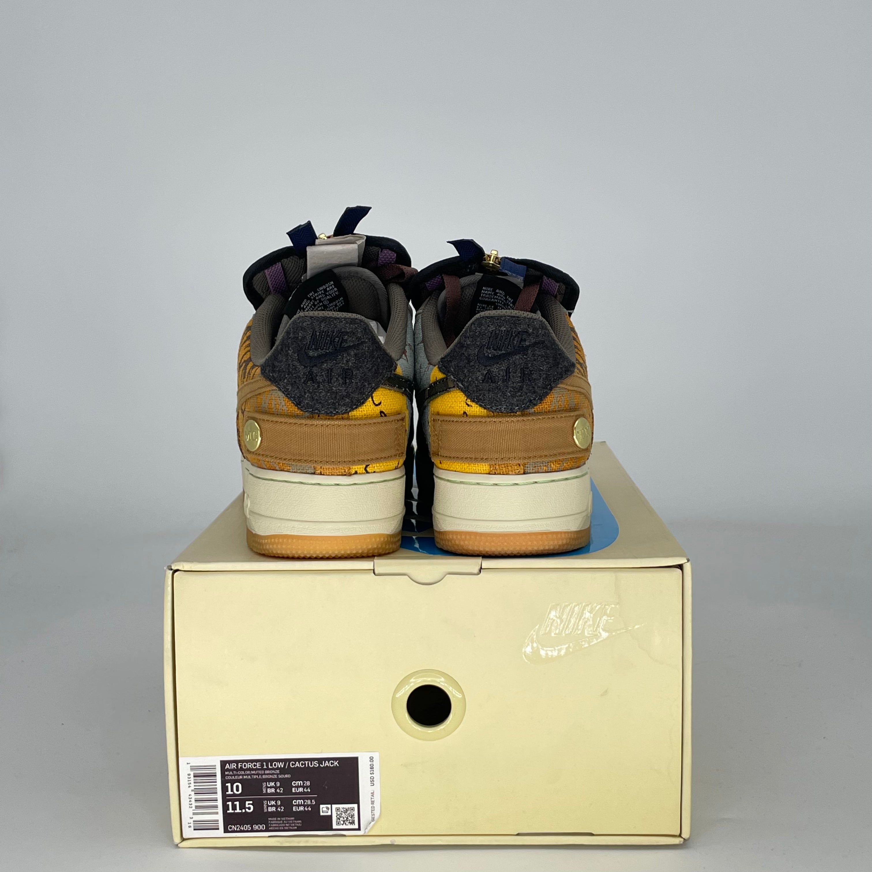 TRAVIS SCOTT X NIKE AIR FORCE 1 LOW CACTUS JACK CN2405-900 SIZE 10/11.5W