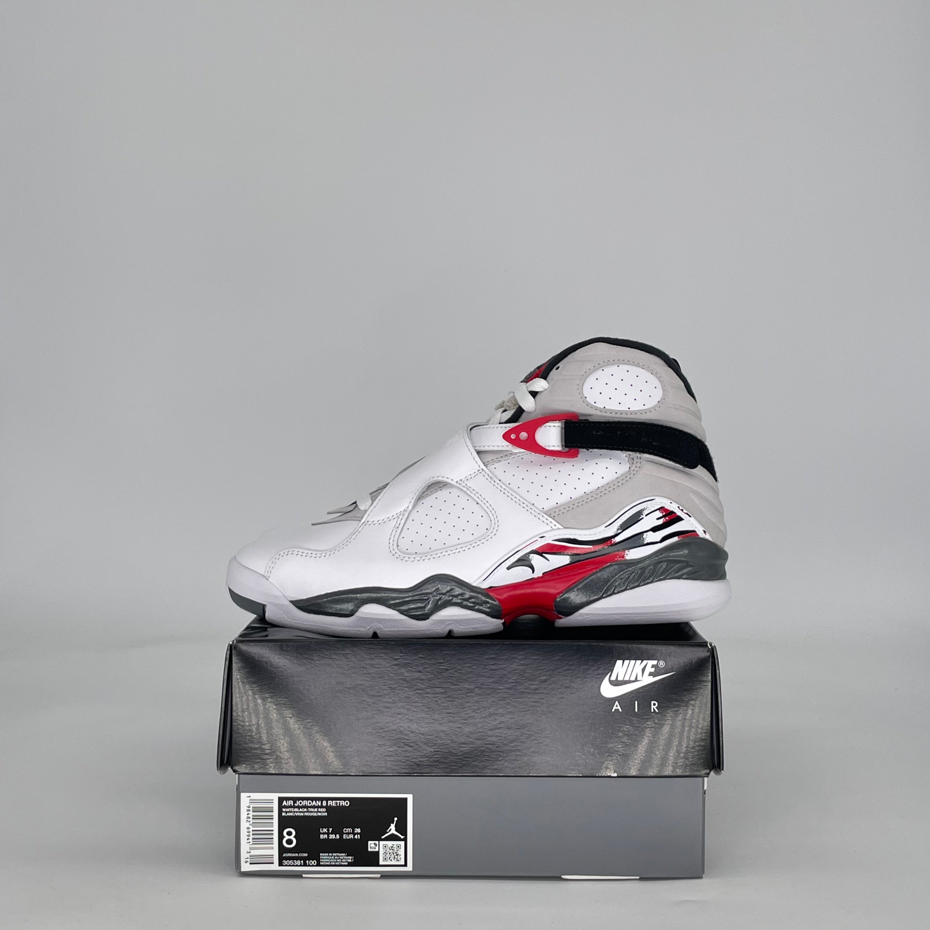 AIR JORDAN 8 WHITE TRUE RED (2025) 305381-100 SIZE 8/9.5W