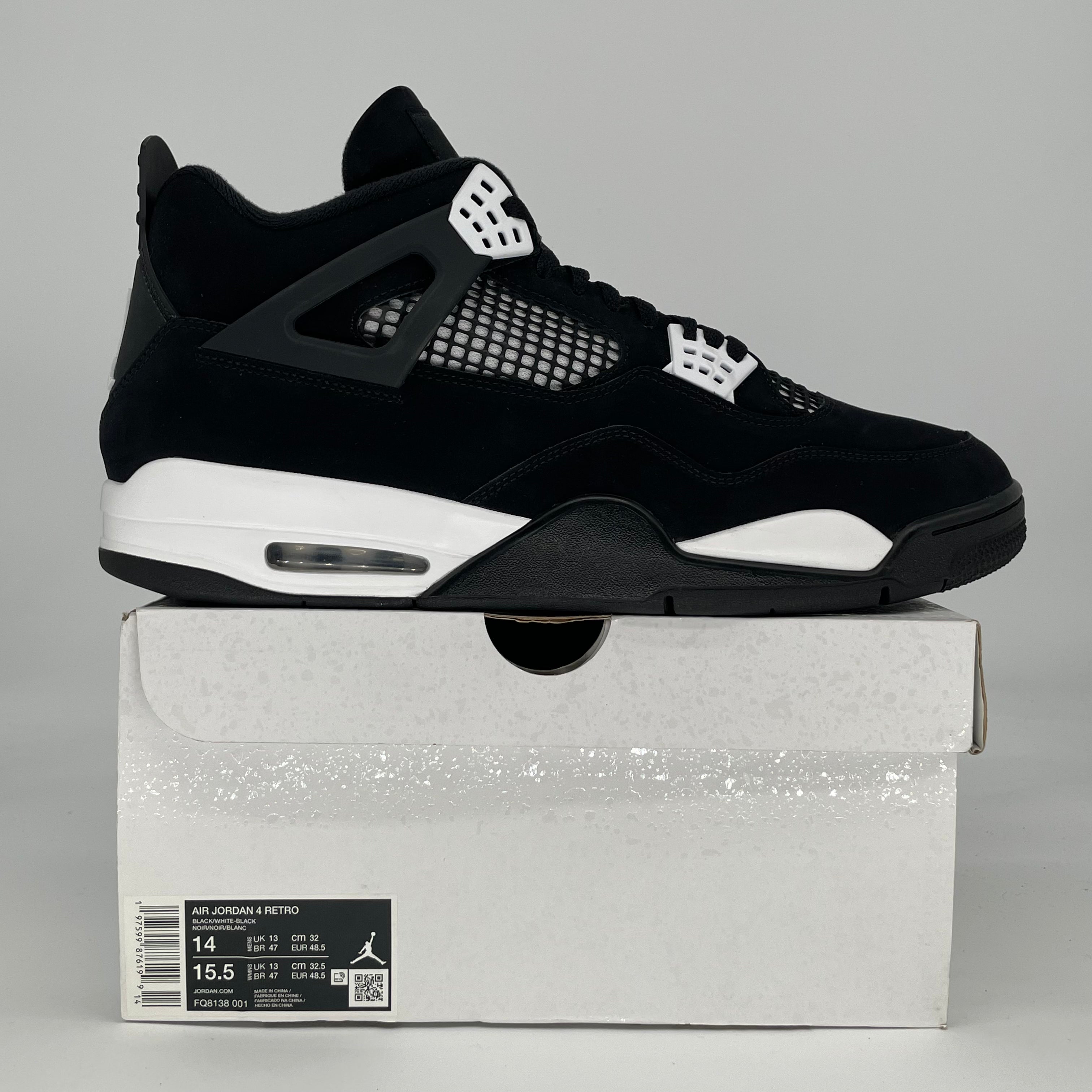 AIR JORDAN 4 WHITE THUNDER FQ8138-001 SIZE 14/15.5W