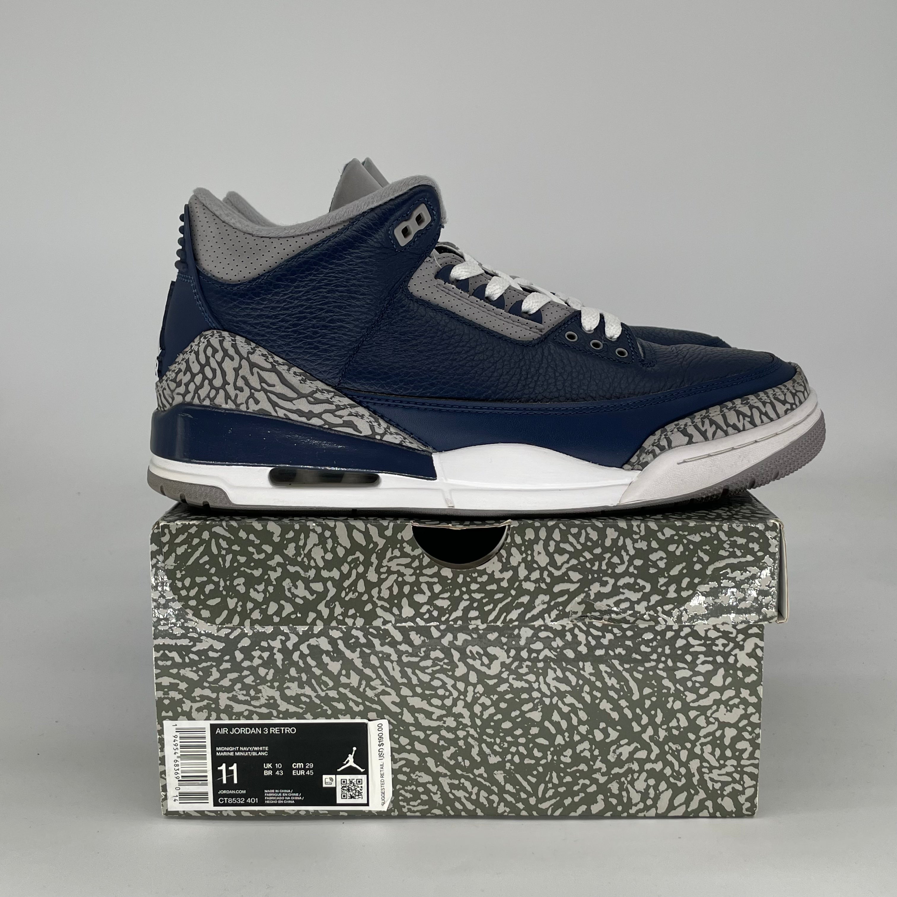 AIR JORDAN 3 GEORGETOWN CT8532-401 SIZE 11/12.5W