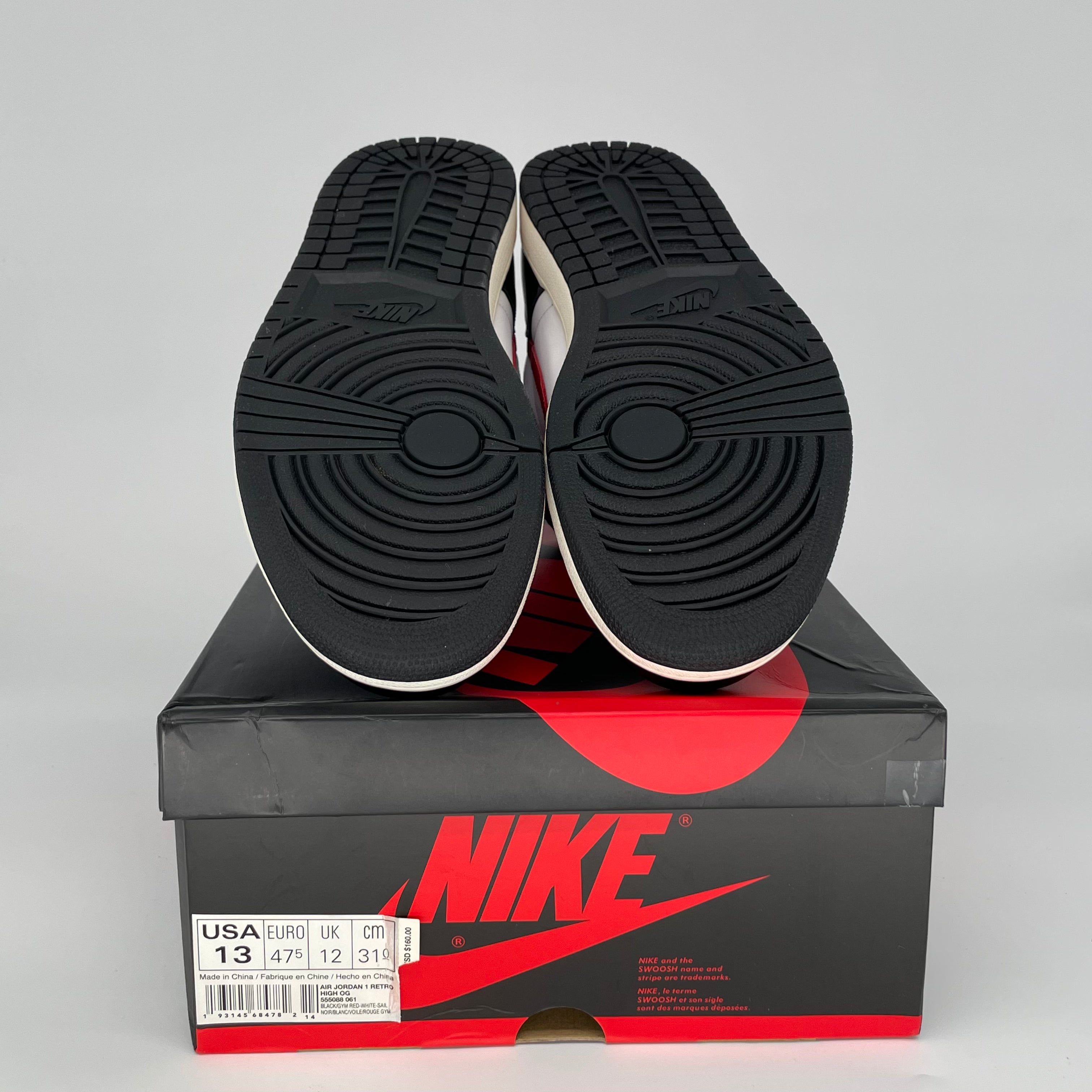 AIR JORDAN 1 BLACK GYM RED 555088-061 SIZE 13/14.5W