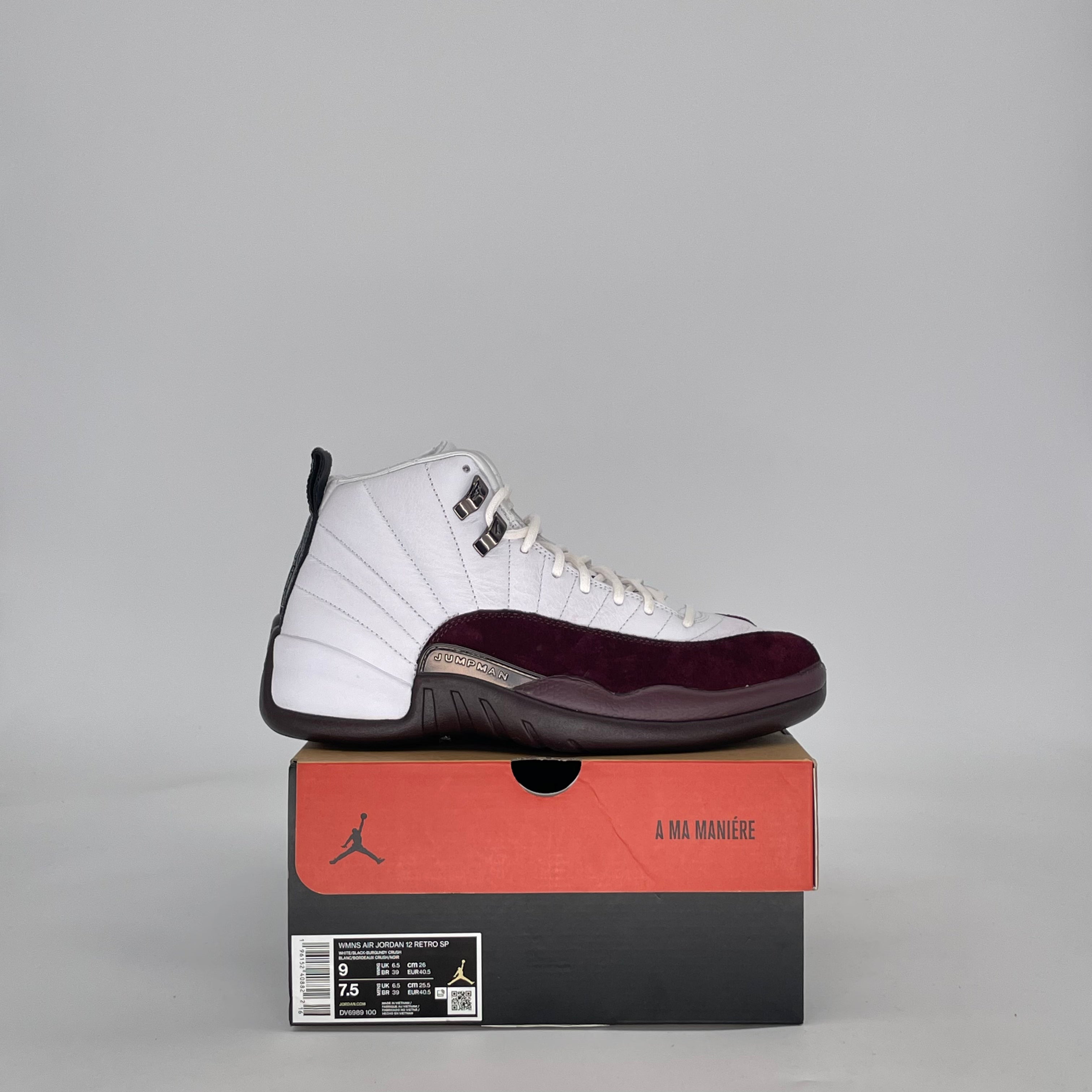 AIR JORDAN 12 A MA MANIERE WHITE DV6989-100 SIZE 7.5/9W MENS