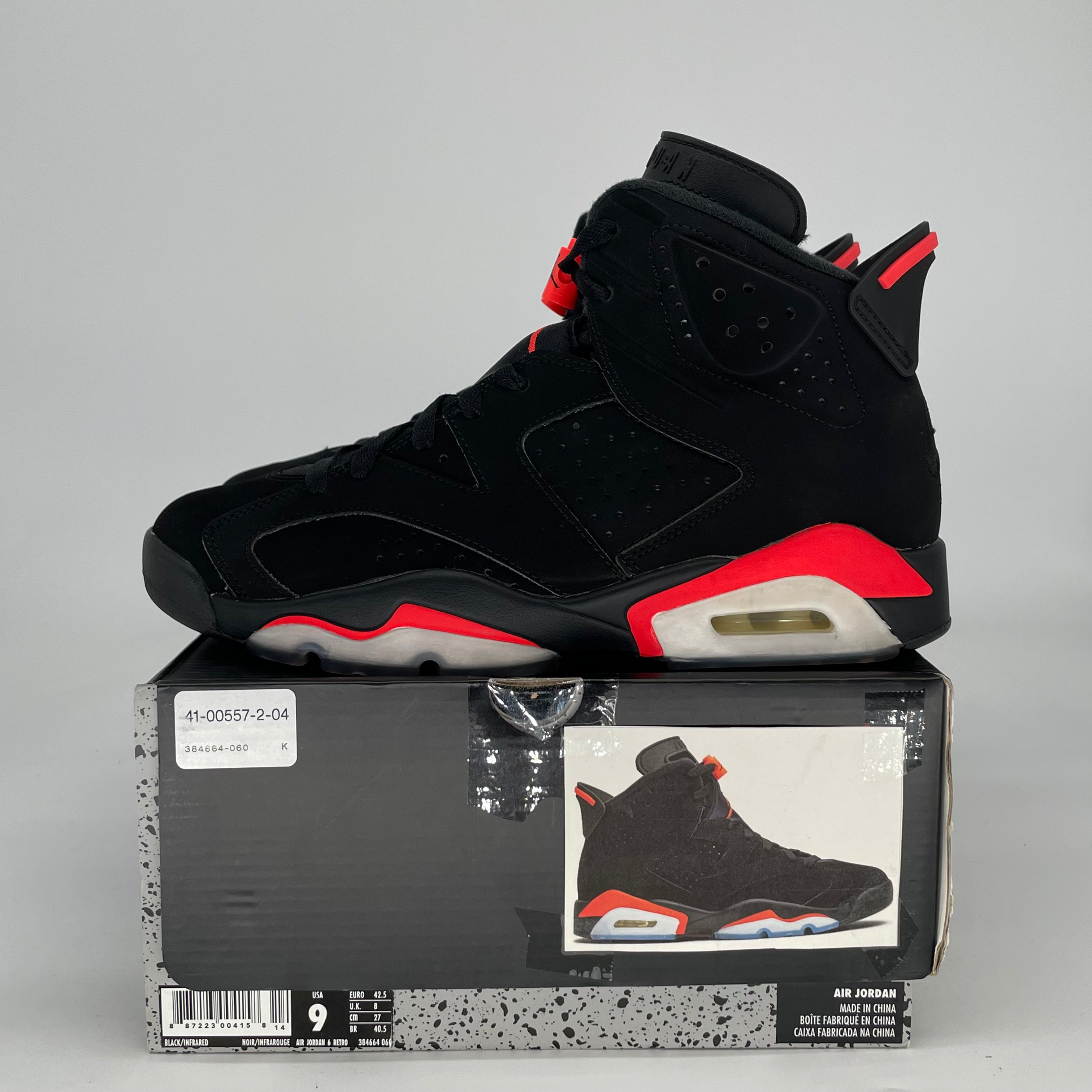 AIR JORDAN 6 BLACK INFRARED 384664-060 SIZE 9/10.5W