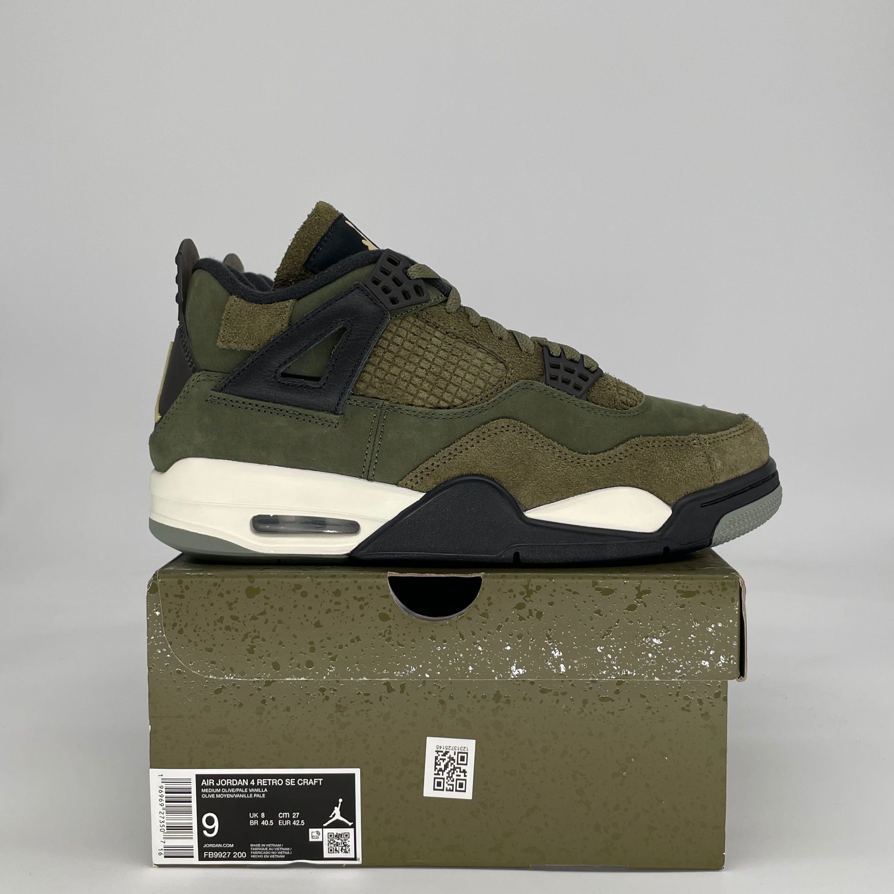 JORDAN 4 RETRO SE CRAFT MEDIUM OLIVE FB9927-200 SIZE 9/10.5W