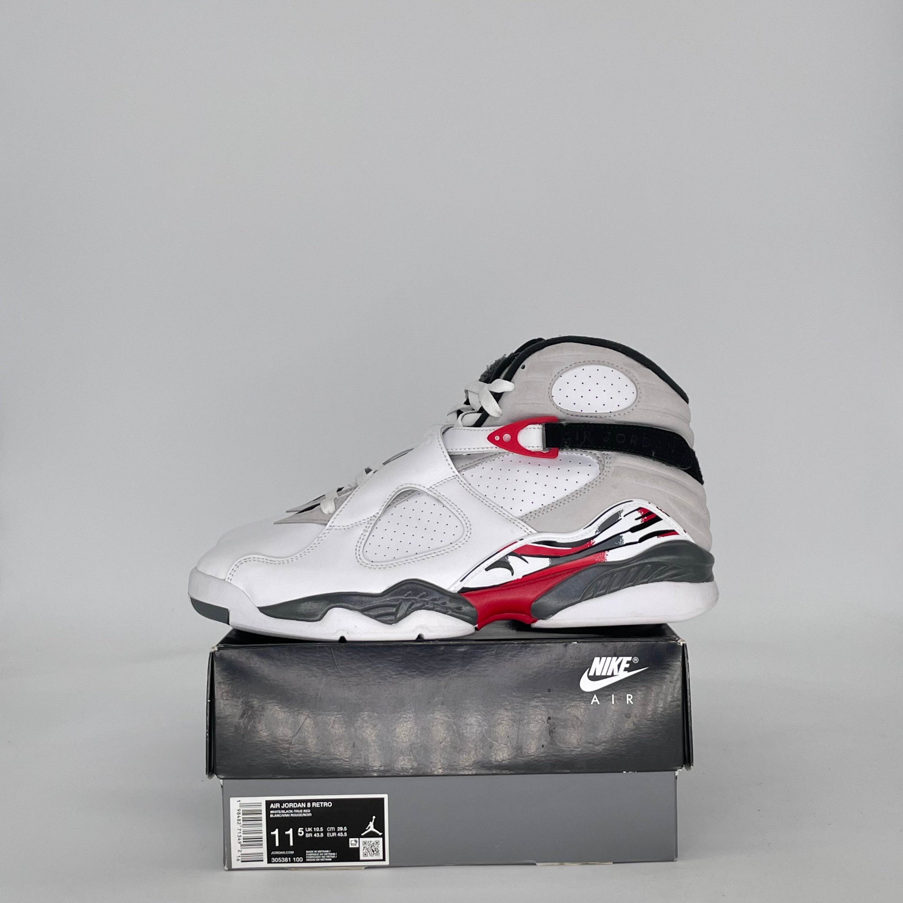 AIR JORDAN 8 WHITE TRUE RED 305381-100 SIZE 11.5/13W