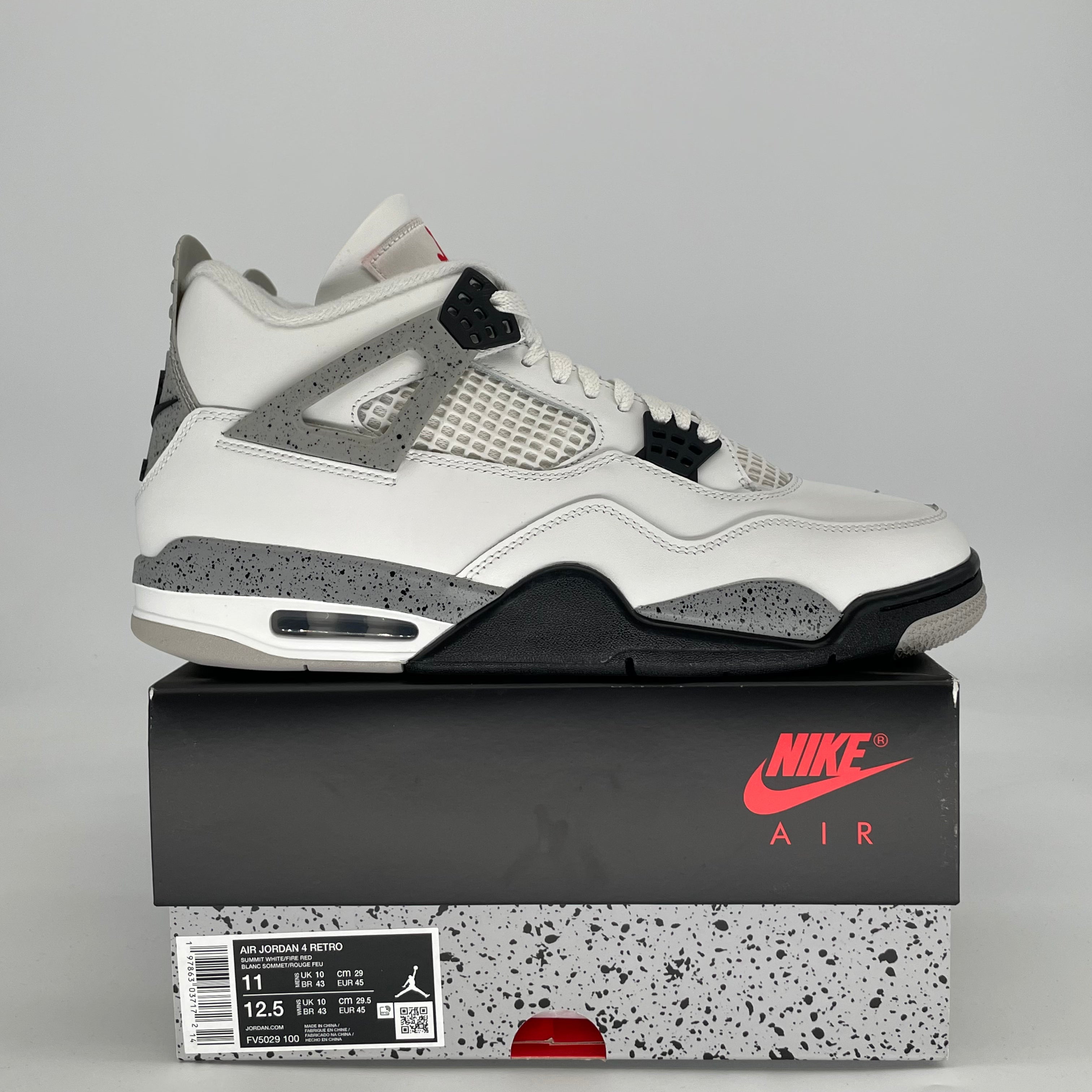AIR JORDAN 4 WHITE CEMENT FV5029-100 SIZE 11/12.5W