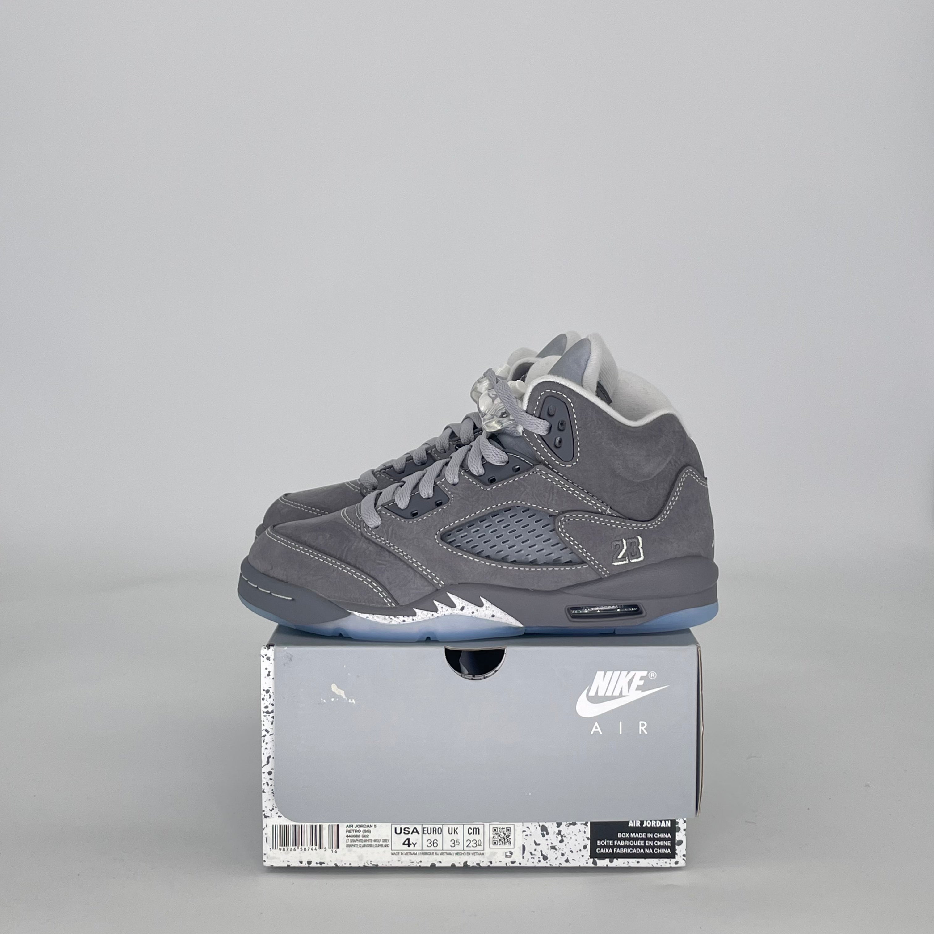 AIR JORDAN 5 WOLF GREY 440888-002 SIZE 4/5.5W GS