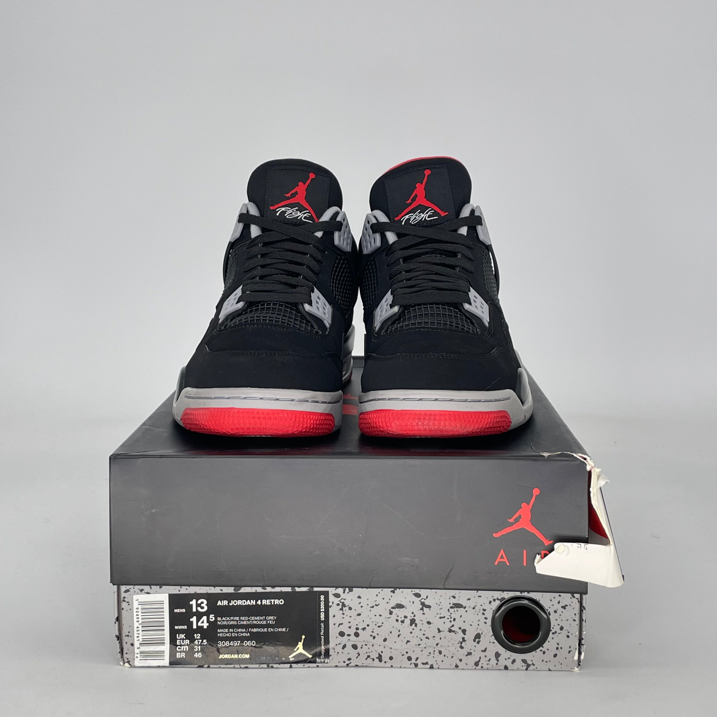 AIR JORDAN 4 BRED 308497-060 SIZE 13/14.5W