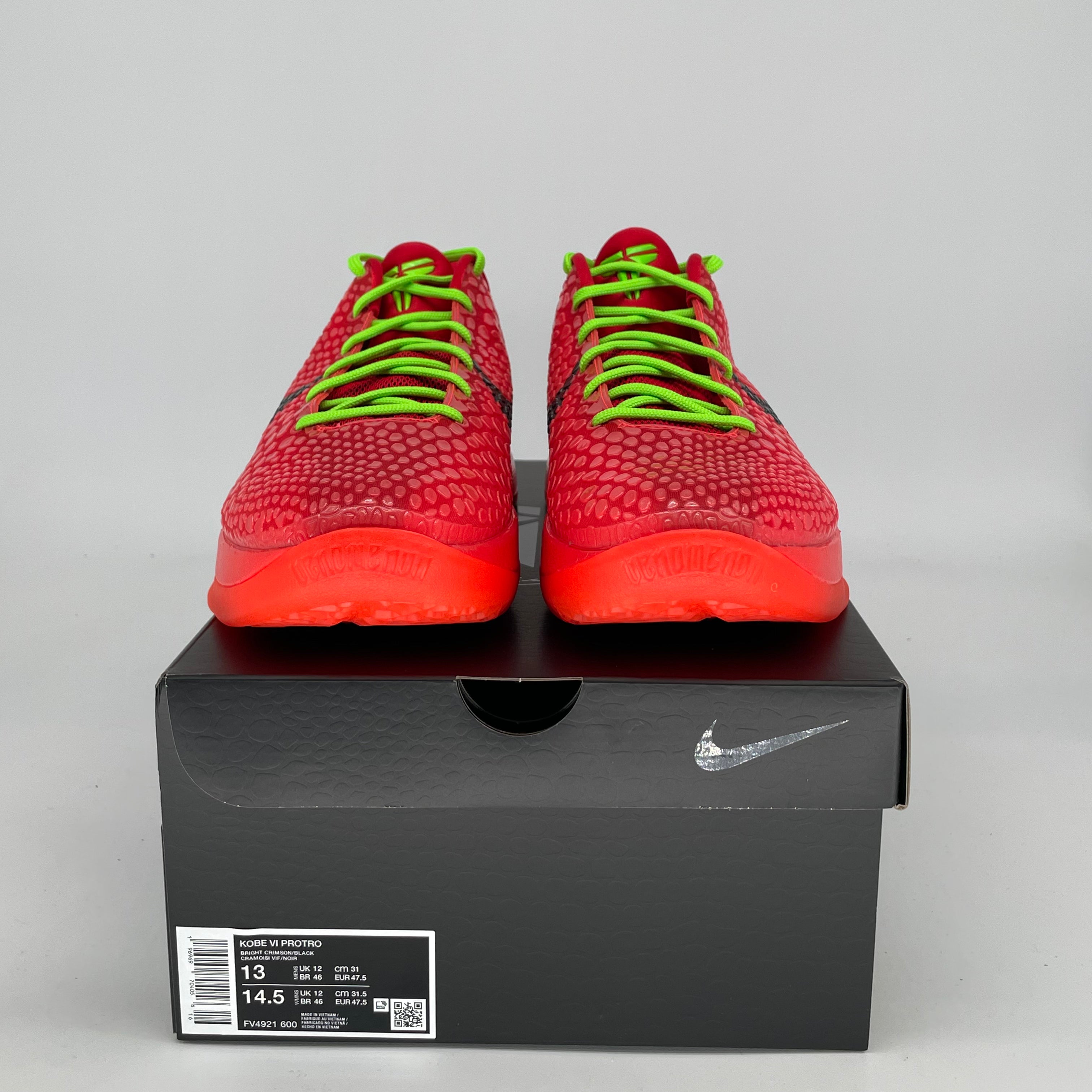 NIKE KOBE 6 PROTRO REVERSE GRINCH FV4921-600 SIZE 13/14.5W