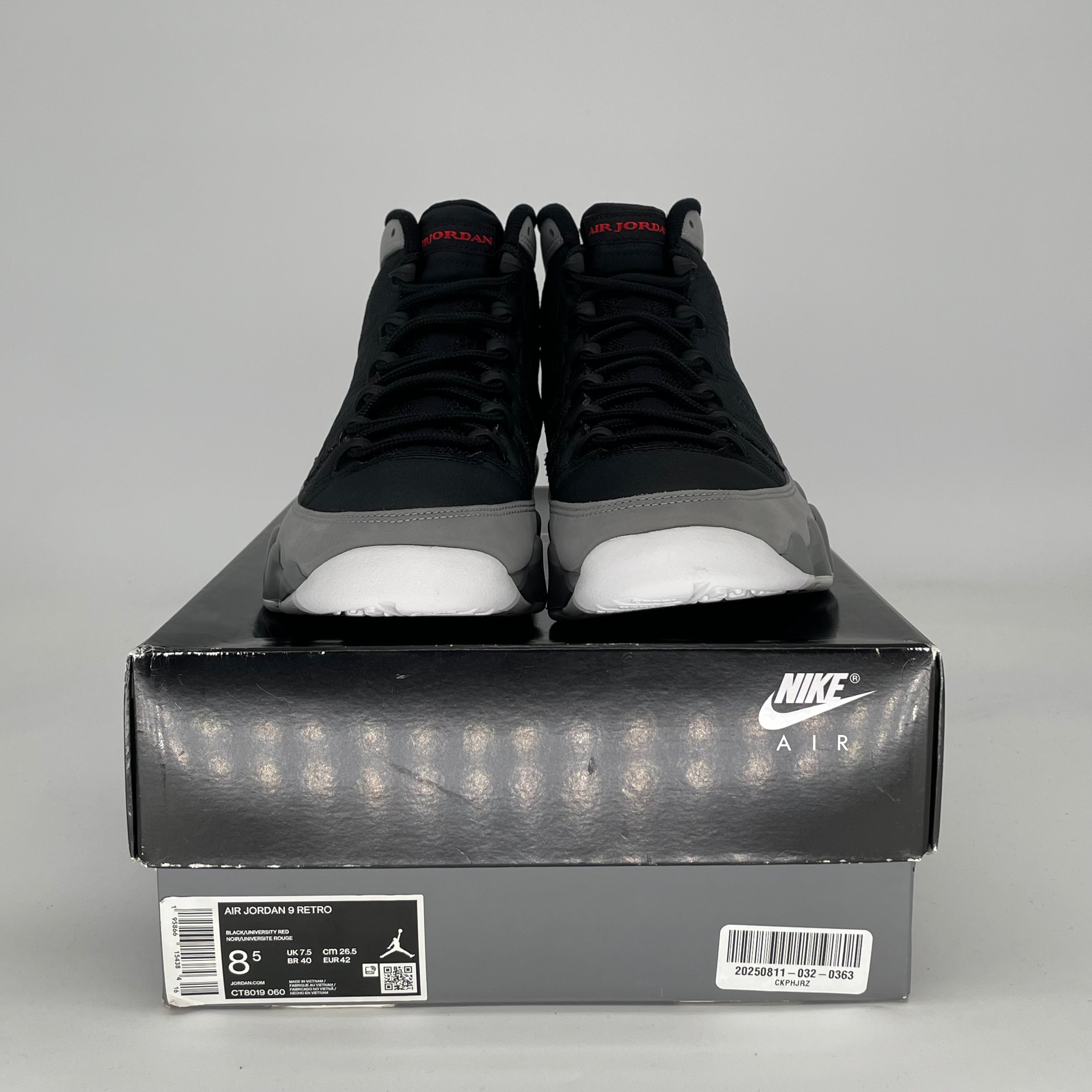 AIR JORDAN 9 PARTICLE GREY CT8019-060 SIZE 8.5/10W