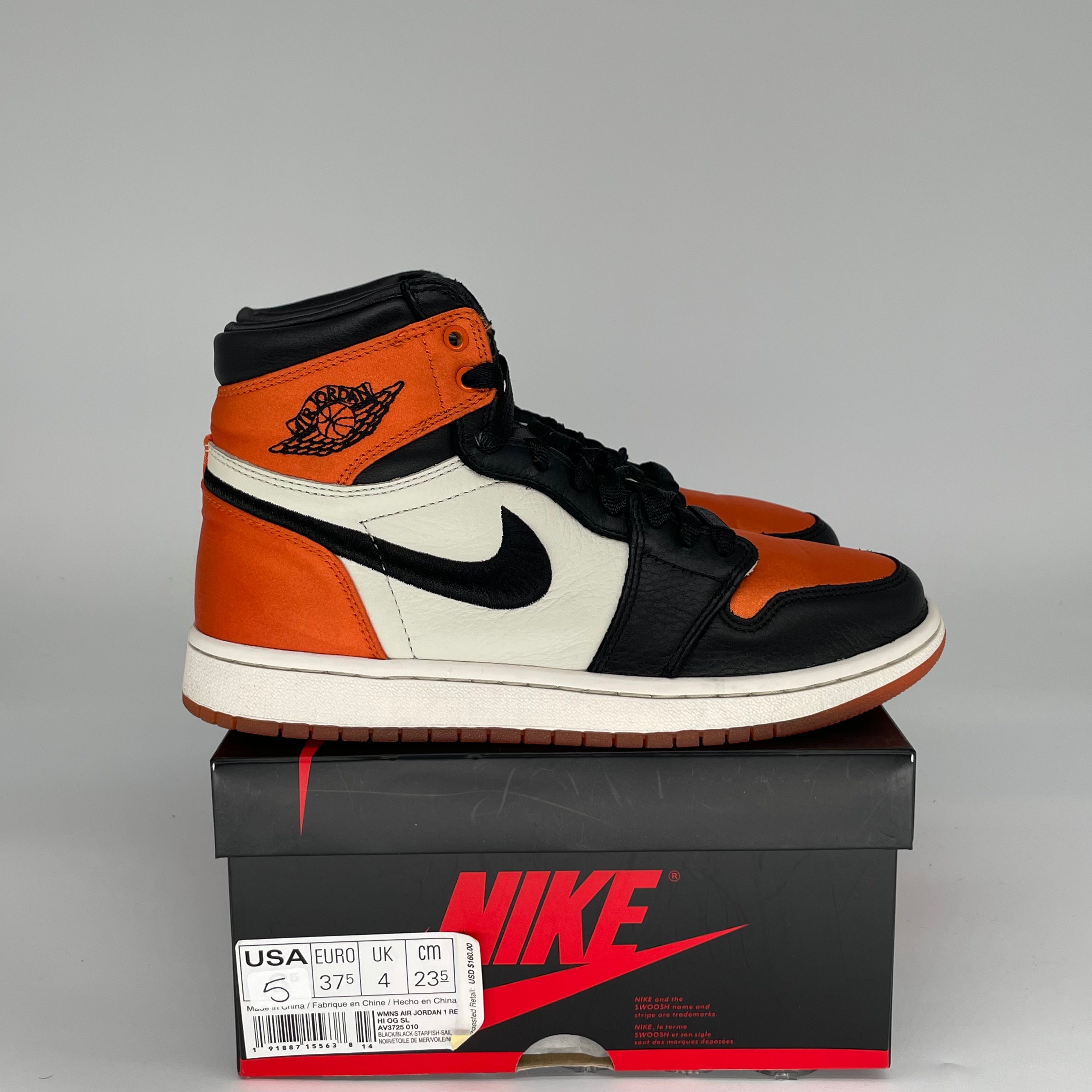 AIR JORDAN 1 SATIN SHATTERED BACKBOARD W AV3725-010 SIZE 5/6.5W