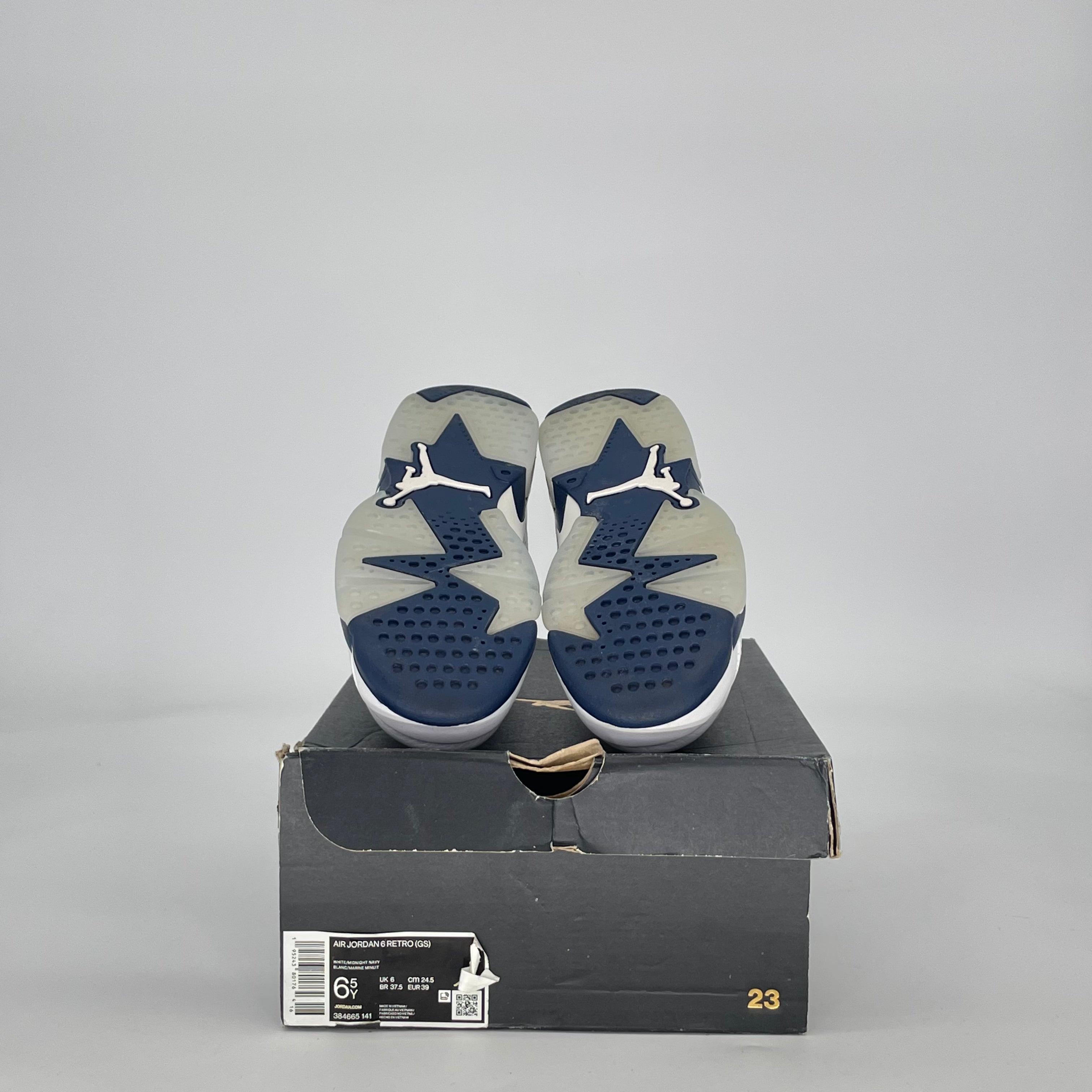 AIR JORDAN 6 MIDNIGHT NAVY (2022) 384665-141 SIZE 6.5/8W GS