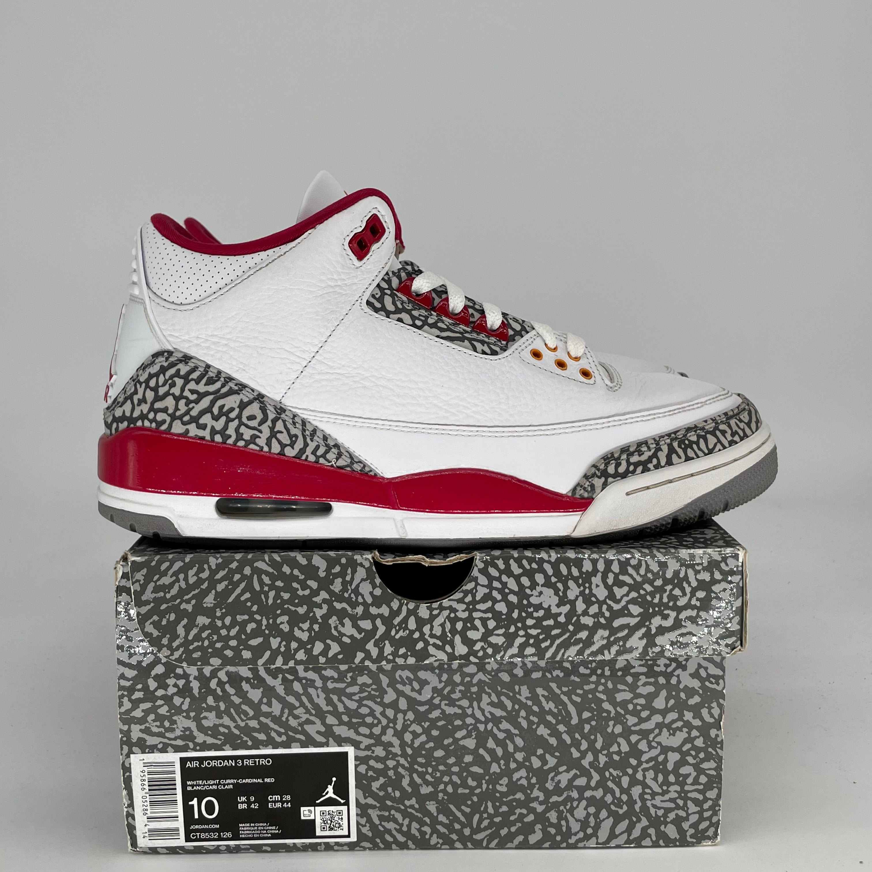 AIR JORDAN 3 CARDINAL RED CT8532-126 SIZE 10/11.5W