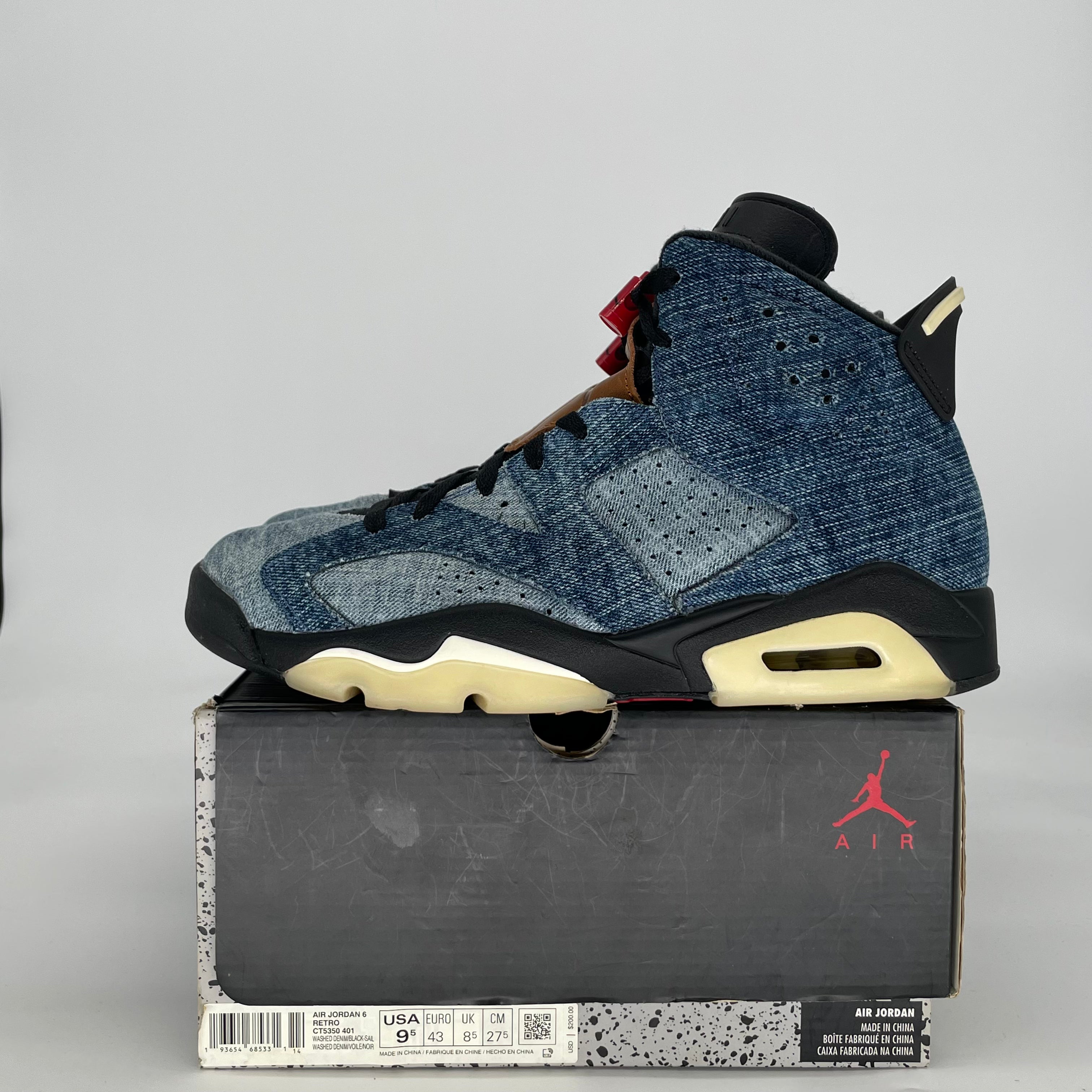 AIR JORDAN 6 WASHED DENIM CT5350-401 SIZE 9.5/11W
