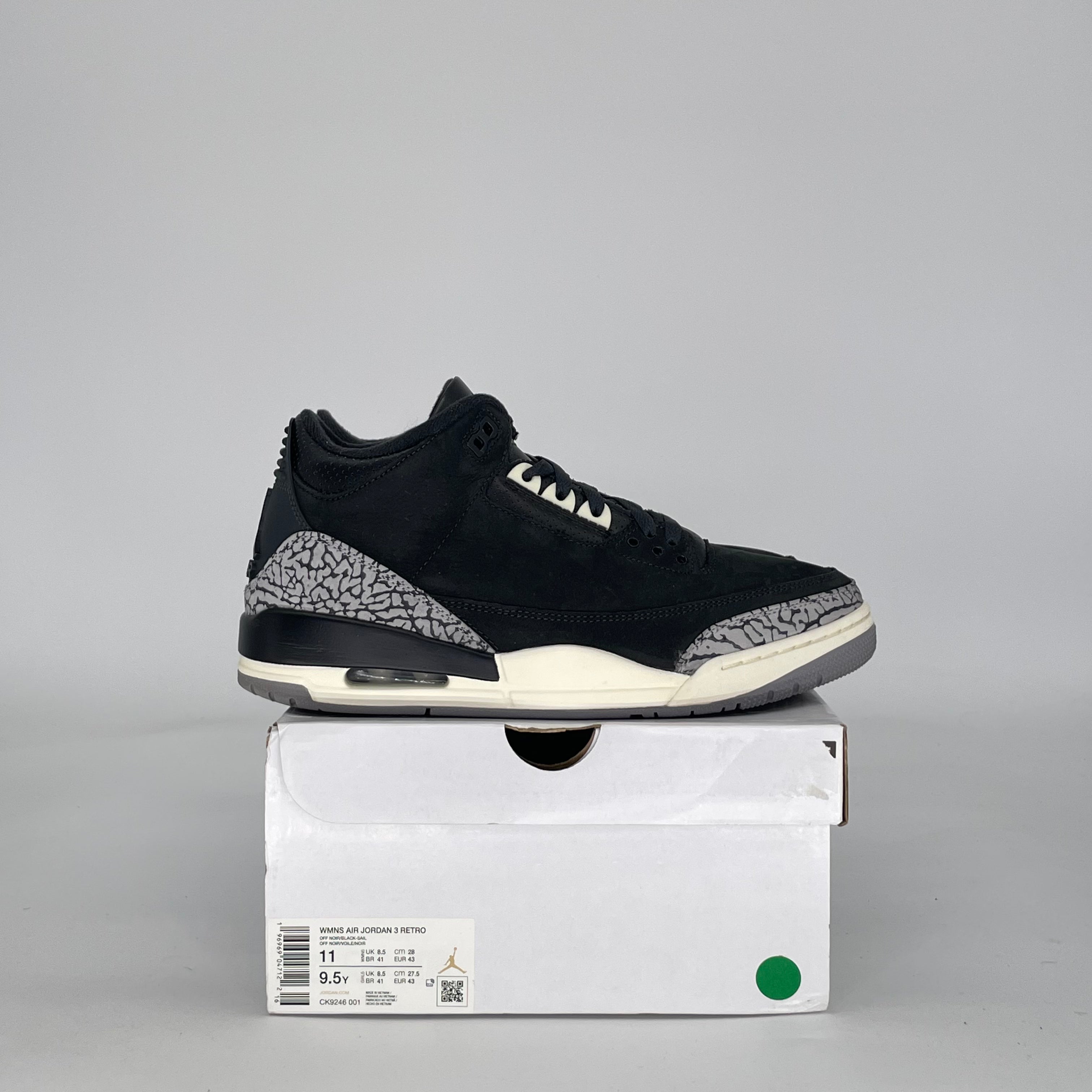 AIR JORDAN 3 OFF NOIR CK9246-001 SIZE 9.5/11W