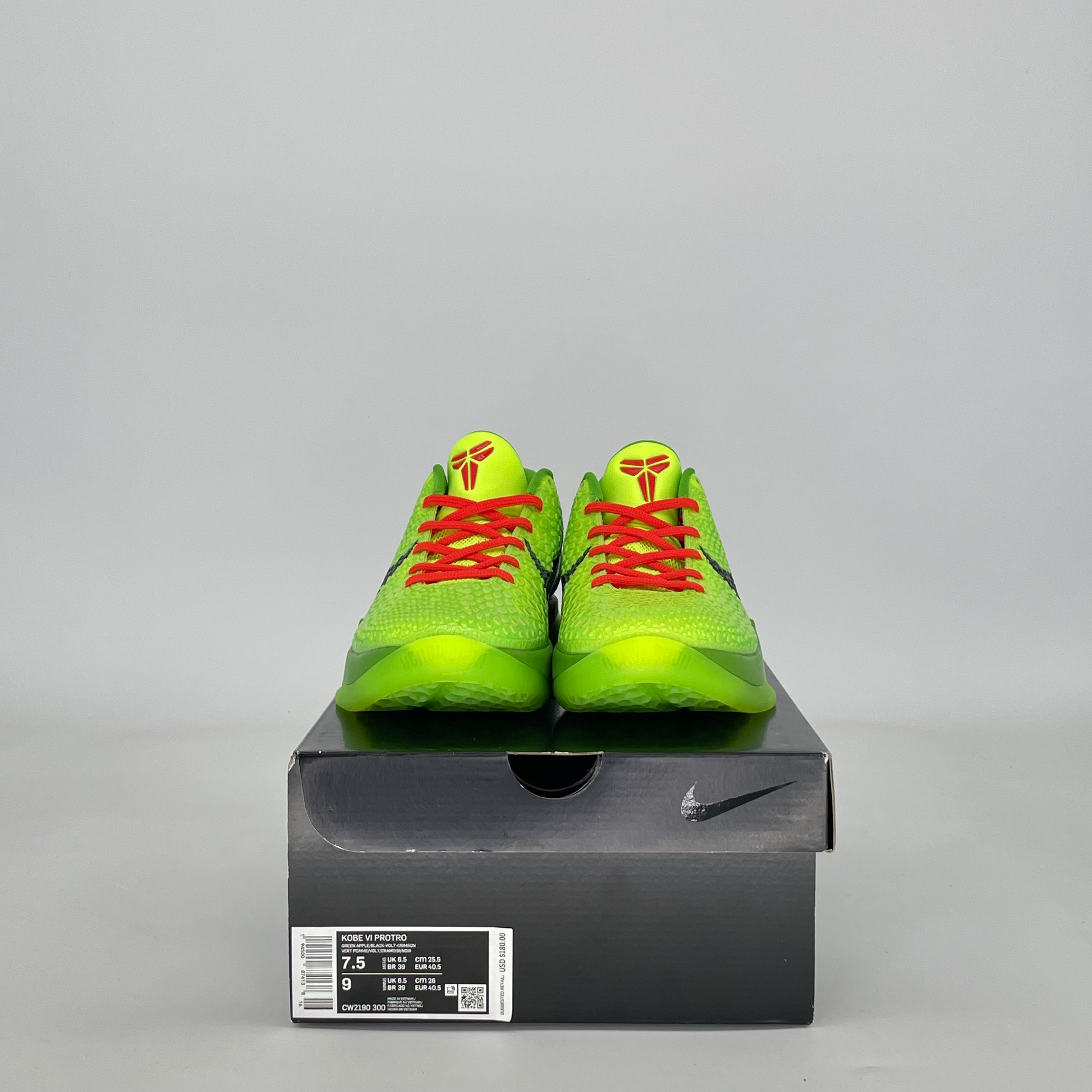 NIKE KOBE 6 PROTRO GRINCH (2020) CW2190-300 SIZE 7.5/9W MENS