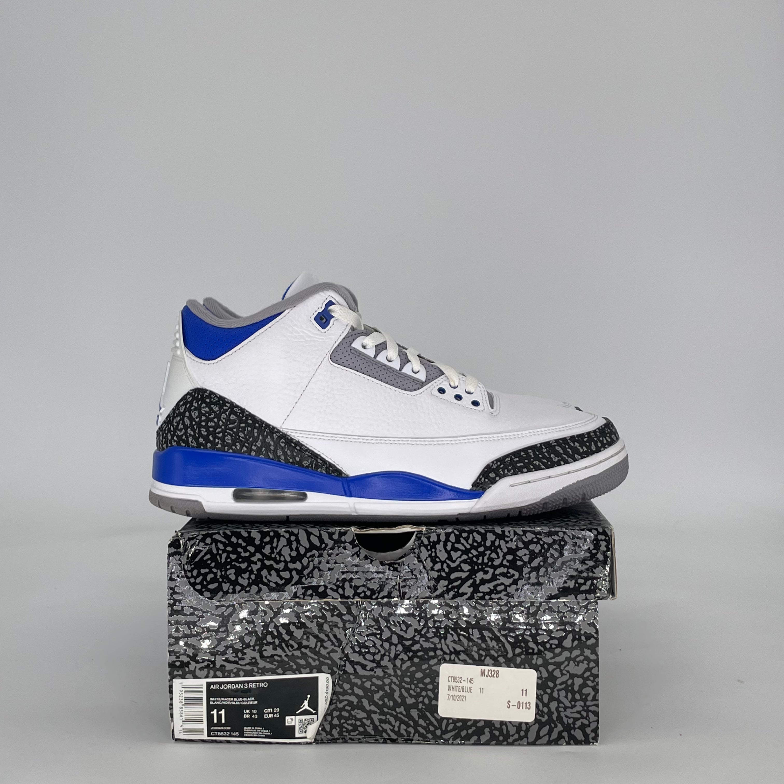 AIR JORDAN 3 RACER BLUE CT8532-145 SIZE 11/12.5W