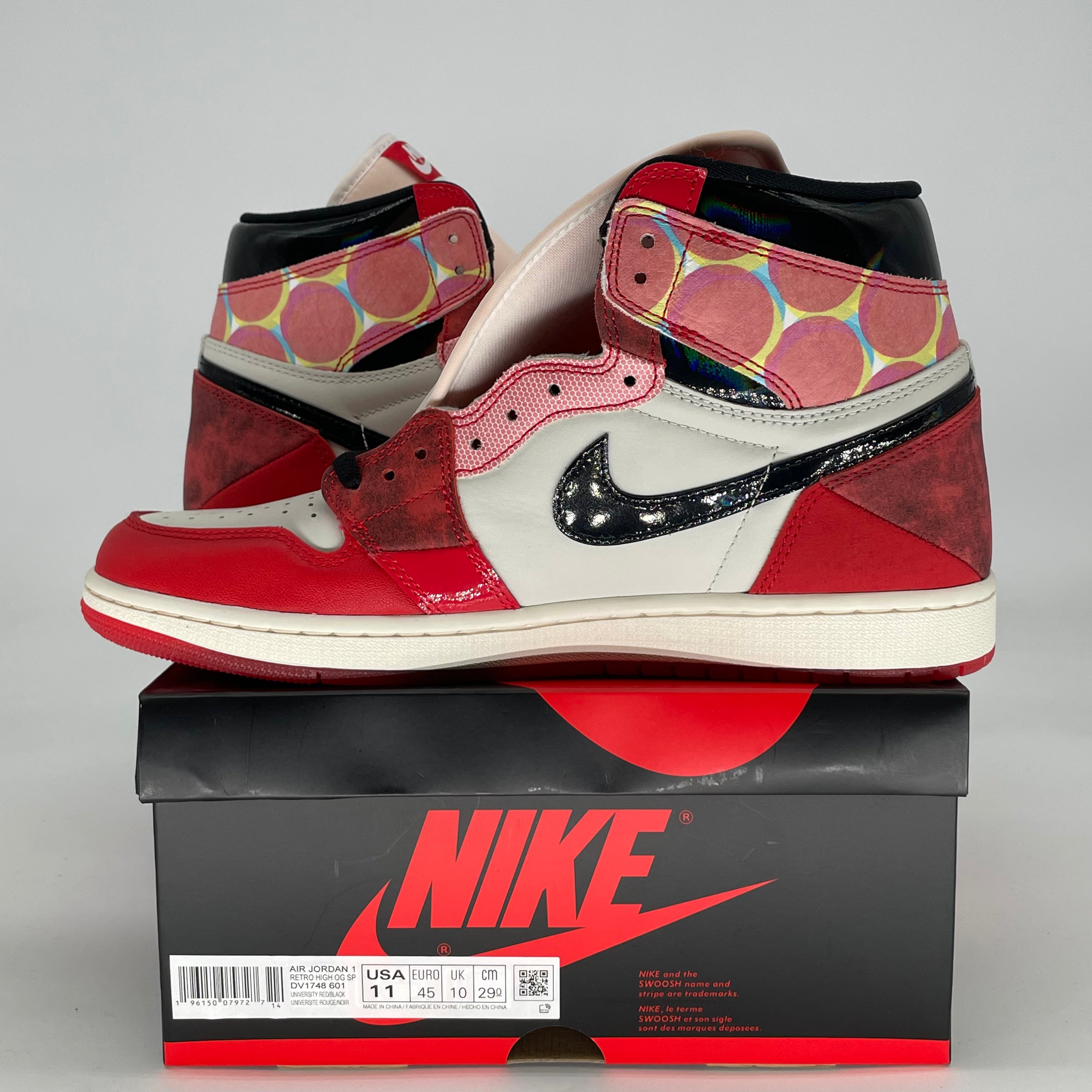 AIR JORDAN 1 SPIDER-MAN ACROSS THE SPIDER-VERSE DV1748-601 SIZE 11/12.5W