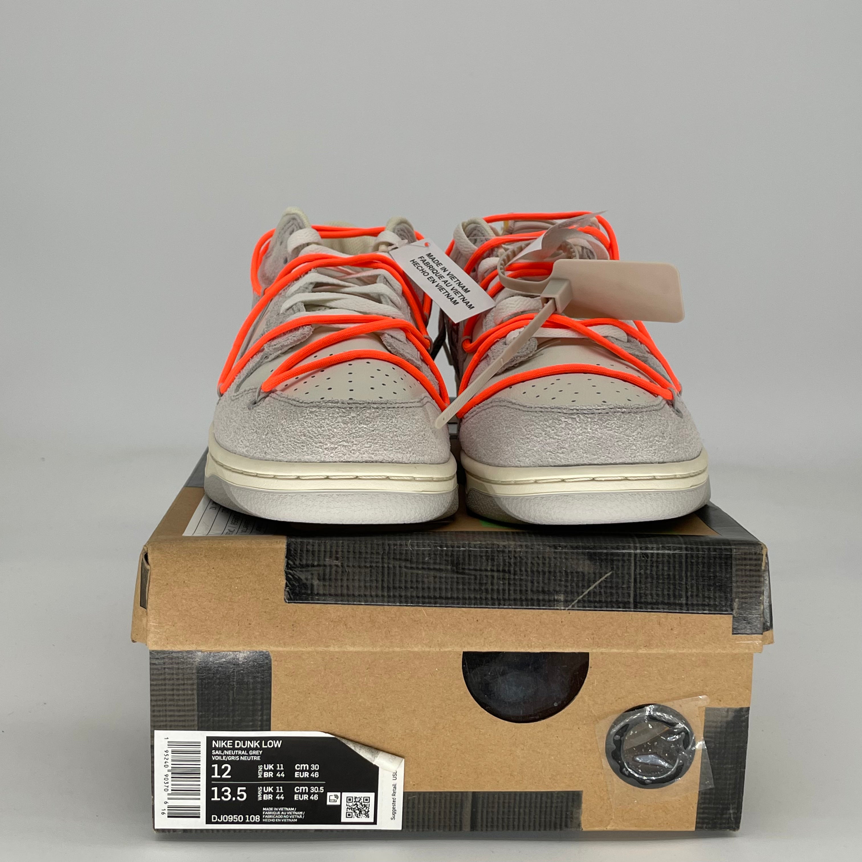 OFF WHITE X NIKE DUNK LOW LOT 11 DJ0950-108 SIZE 12/13.5W