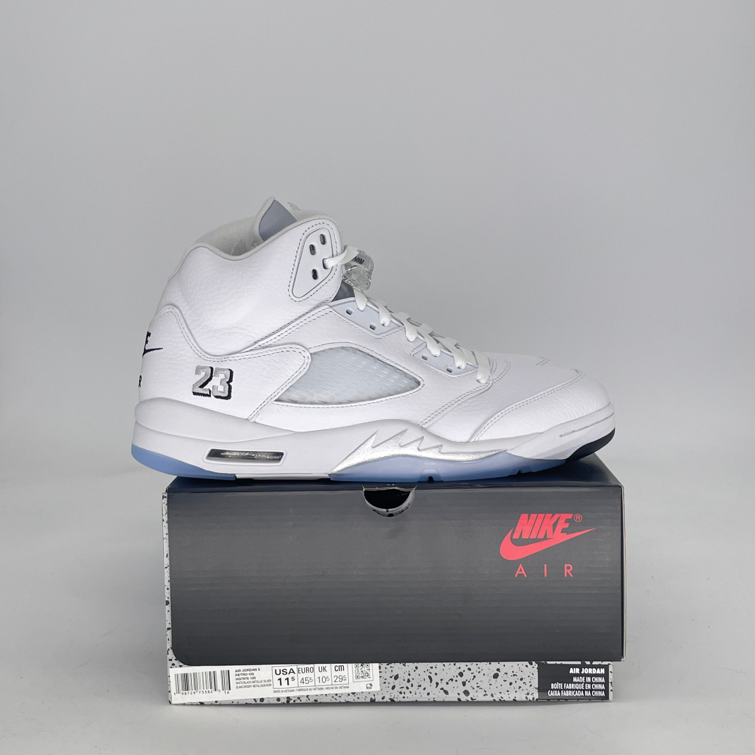 AIR JORDAN 5 WHITE METALLIC HQ7978-103 SIZE 11.5/13W