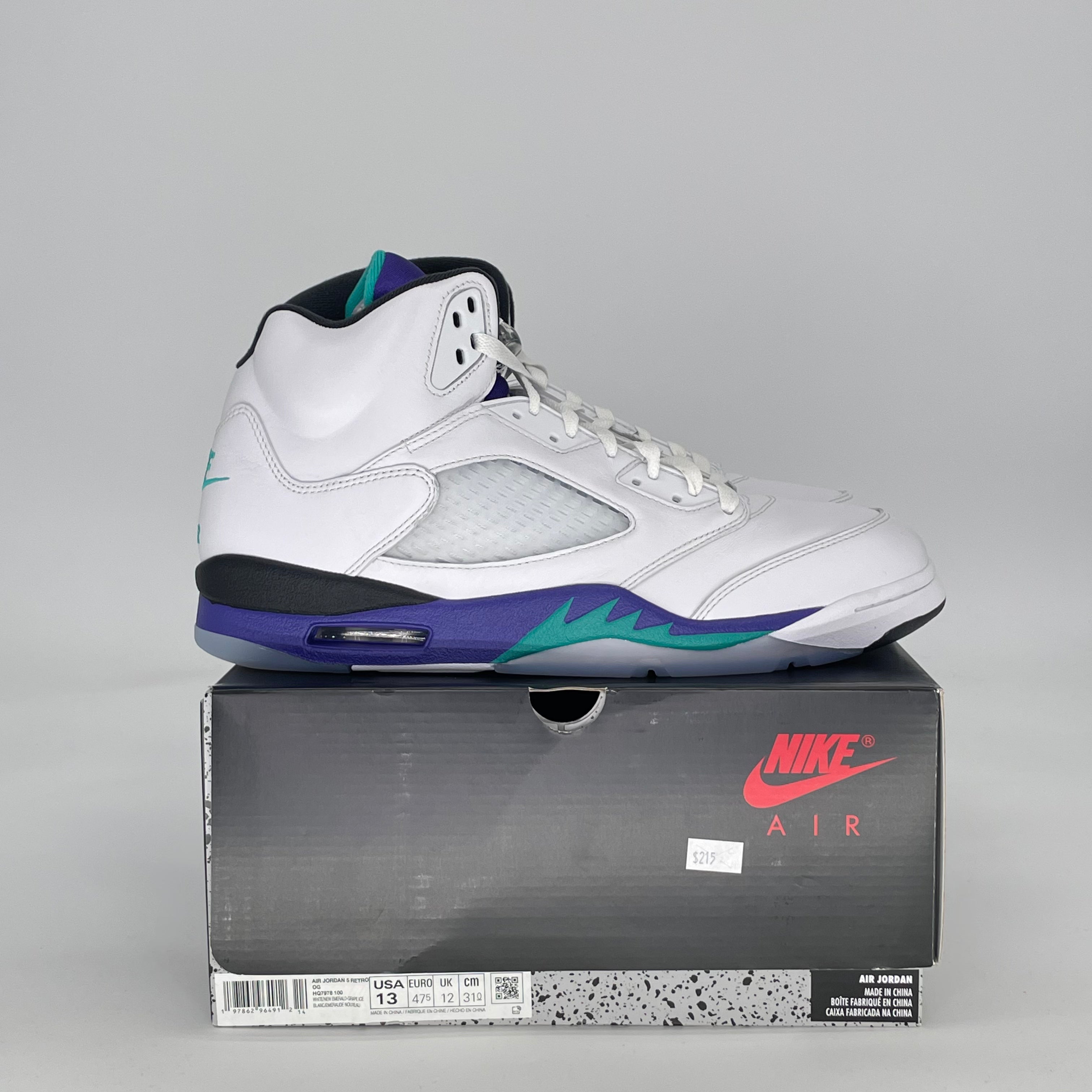 AIR JORDAN 5 GRAPE HQ7978-100 SIZE 13/14.5W