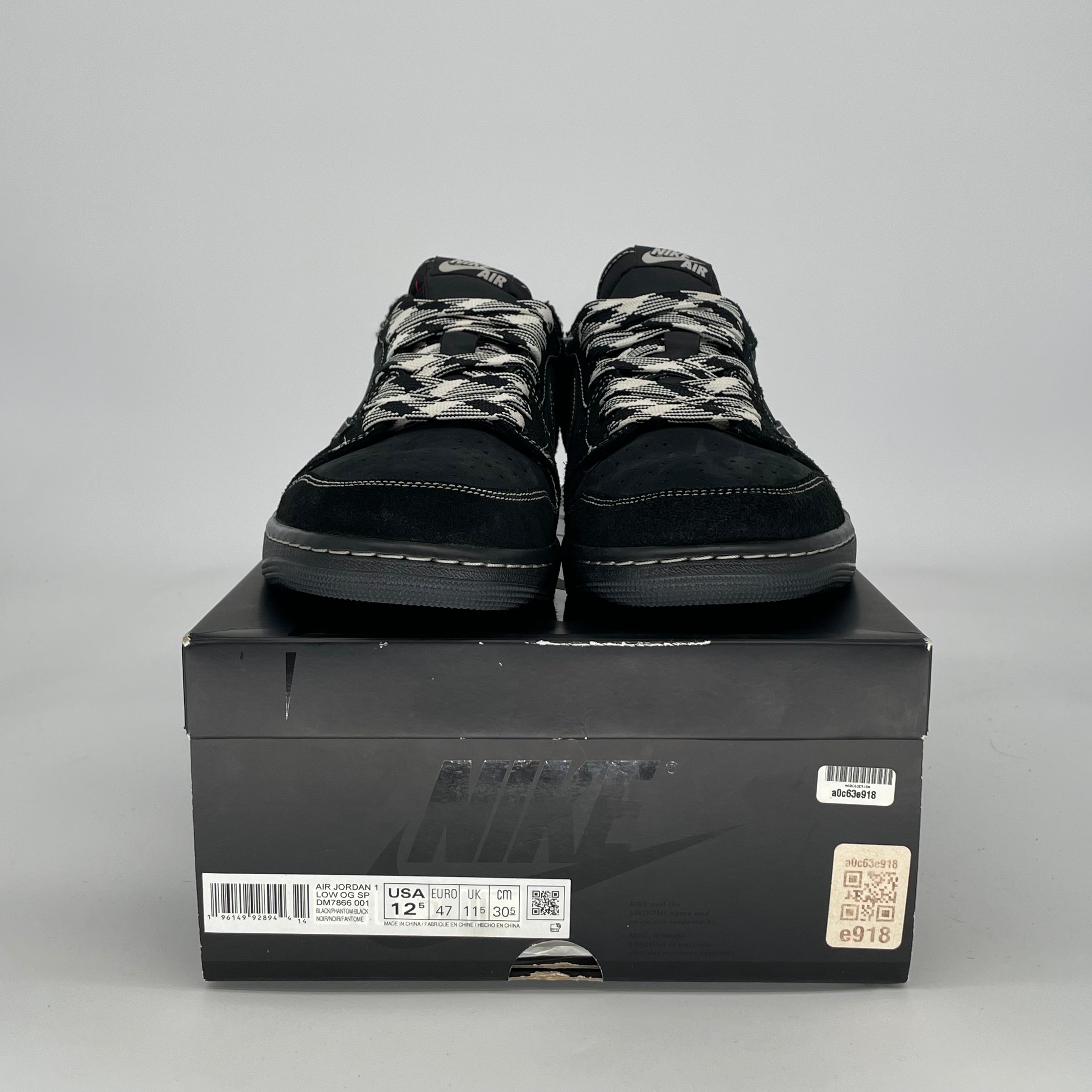 TRAVIS SCOTT X AIR JORDAN 1 LOW BLACK PHANTOM DM7866-001 SIZE 12.5/14W