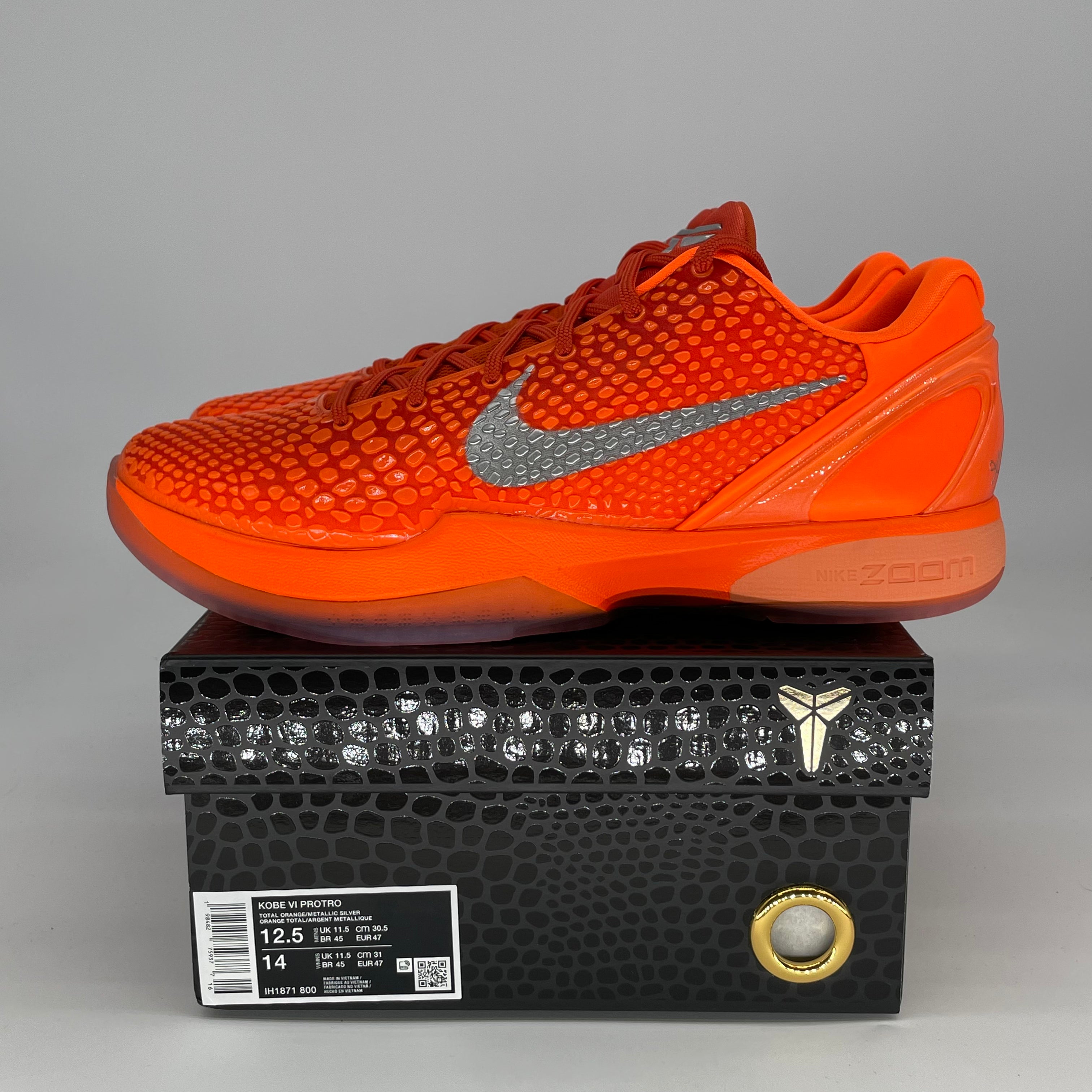 NIKE KOBE 6 PROTRO TOTAL ORANGE IH1871-800 SIZE 12.5/14W