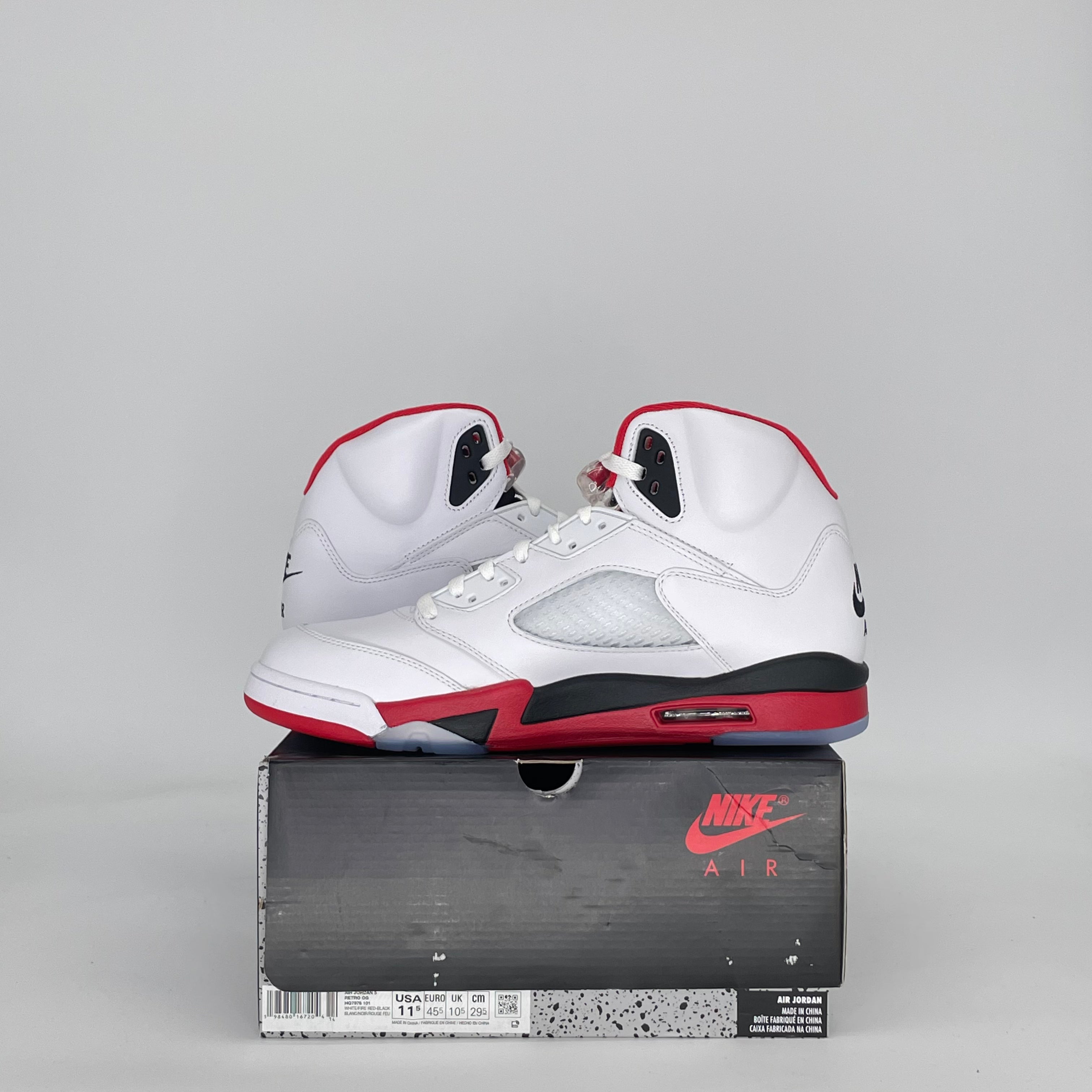 AIR JORDAN 5 FIRE RED BLACK TONGUE HQ7978-101 SIZE 11.5/13W